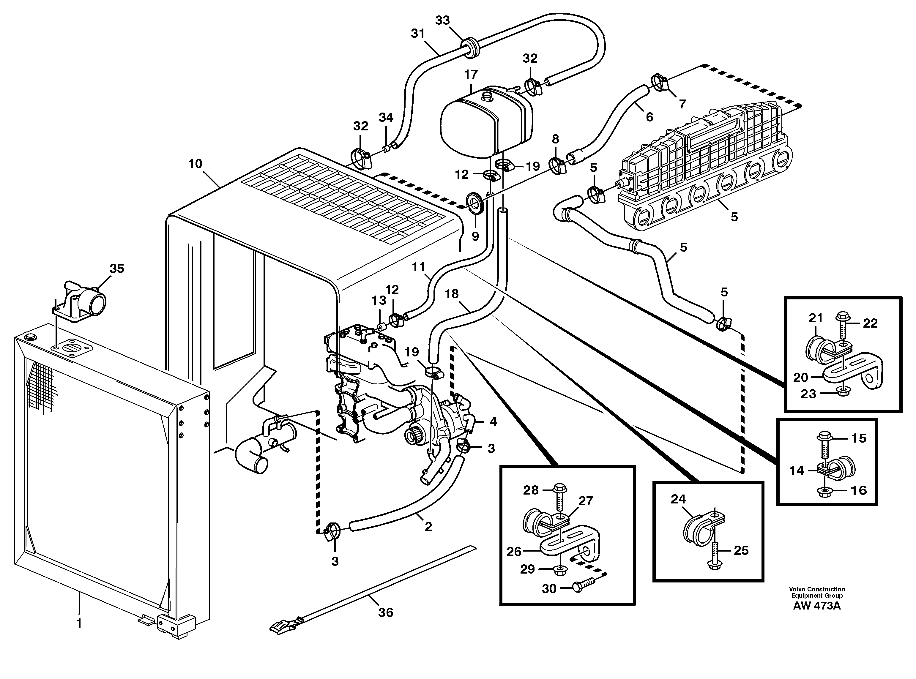 Схема запчастей Volvo L180C - 91311 Система охлаждения L180C S/N 2533-SWE, 60465-USA