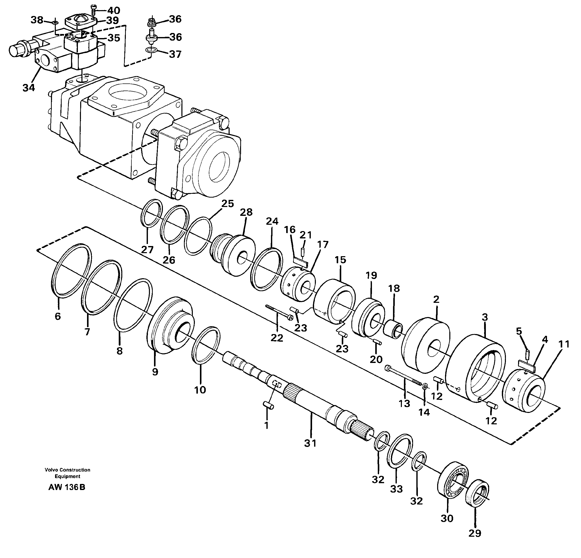 Схема запчастей Volvo L180C - 53893 Гидронасос (основной насос) L180C S/N 2533-SWE, 60465-USA