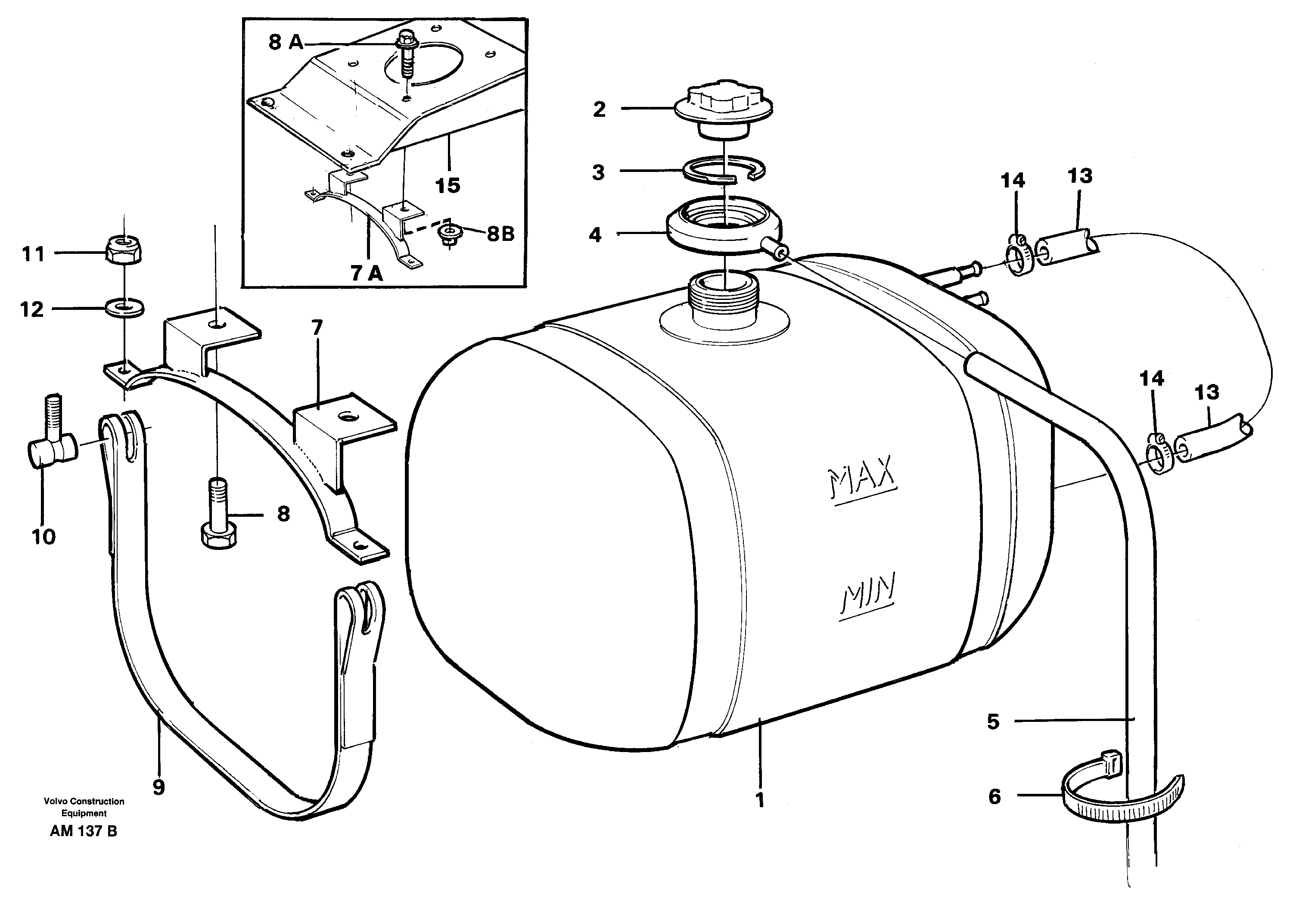 Схема запчастей Volvo L330C - 59775 Expansion tank with bracket L330C VOLVO BM VOLVO BM L330C SER NO - 60187