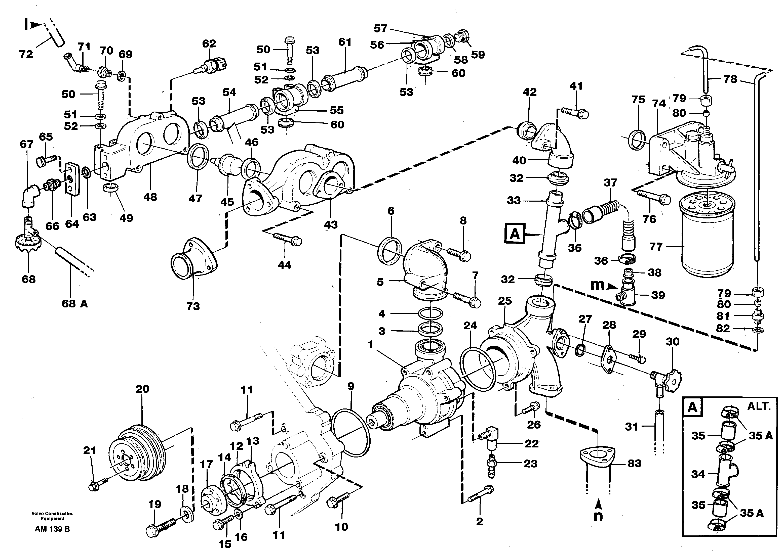 Схема запчастей Volvo L330C - 25779 Water pump with fitting parts L330C VOLVO BM VOLVO BM L330C SER NO - 60187