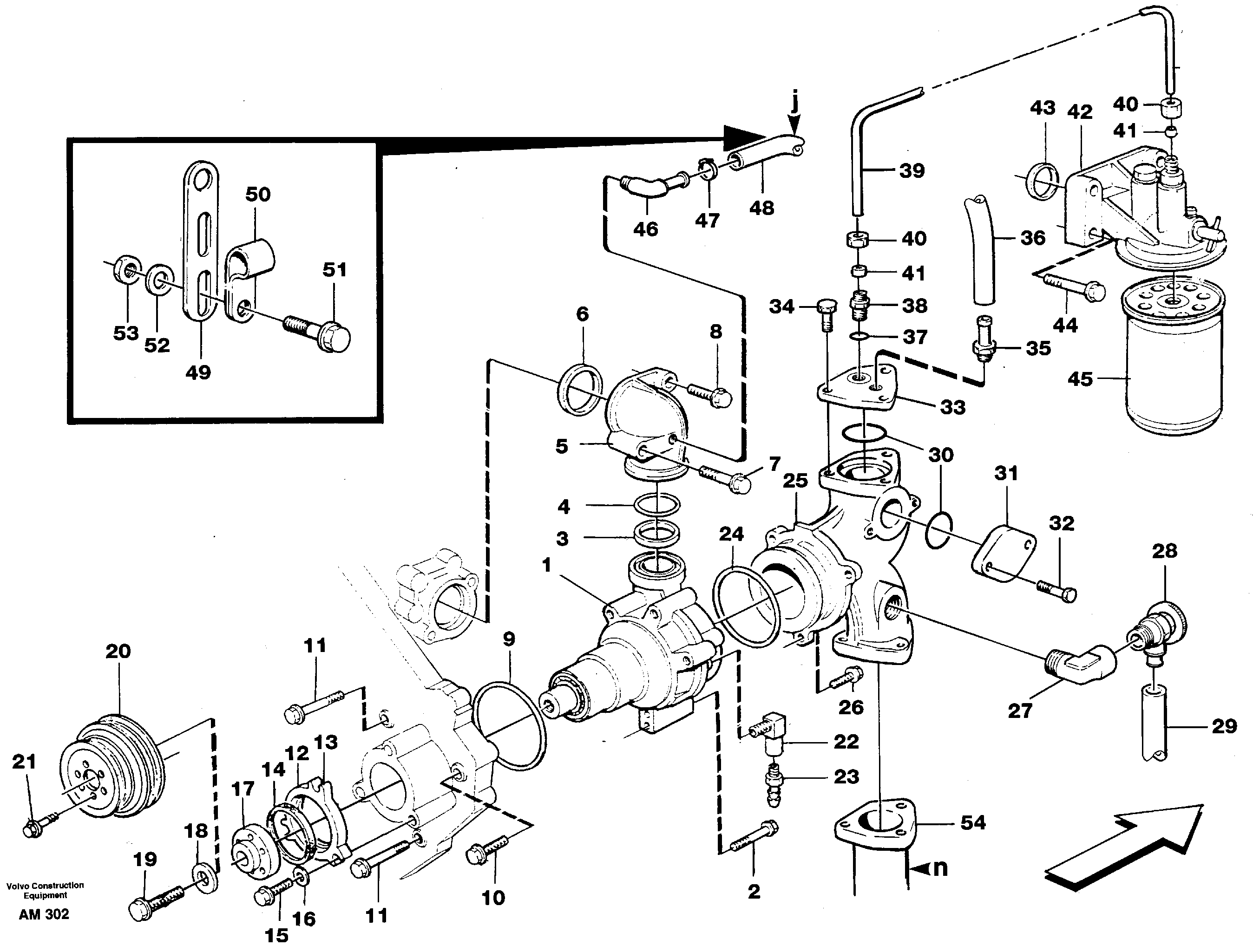 Схема запчастей Volvo L330C - 85909 Water pump with fitting parts L330C VOLVO BM VOLVO BM L330C SER NO - 60187