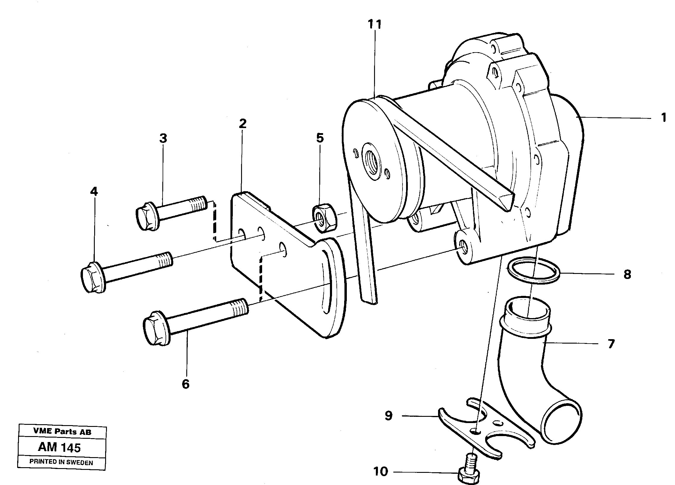 Схема запчастей Volvo L330C - 9018 Extra water pump with fitting parts L330C VOLVO BM VOLVO BM L330C SER NO - 60187