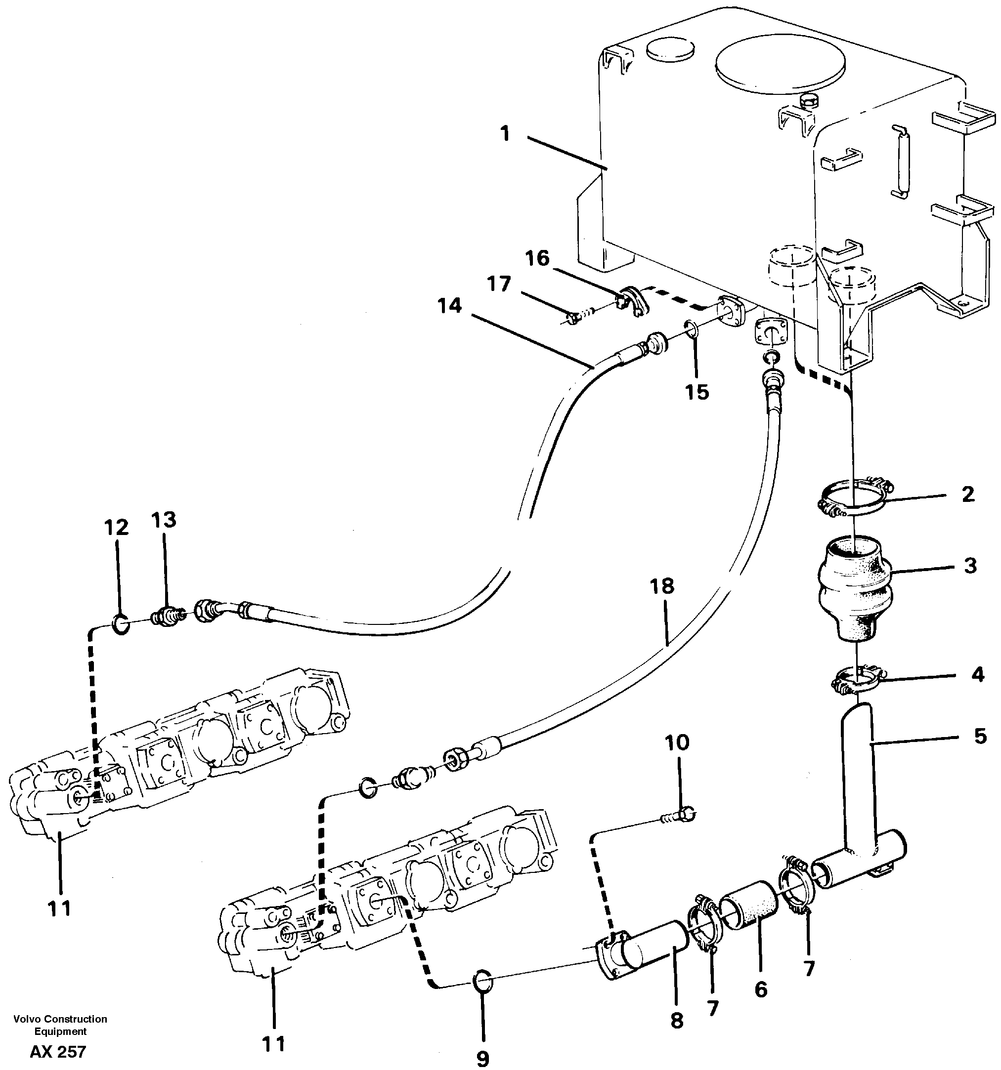 Схема запчастей Volvo L330C - 23656 Hydraulic system: suction line,pump L330C SER NO 60188-