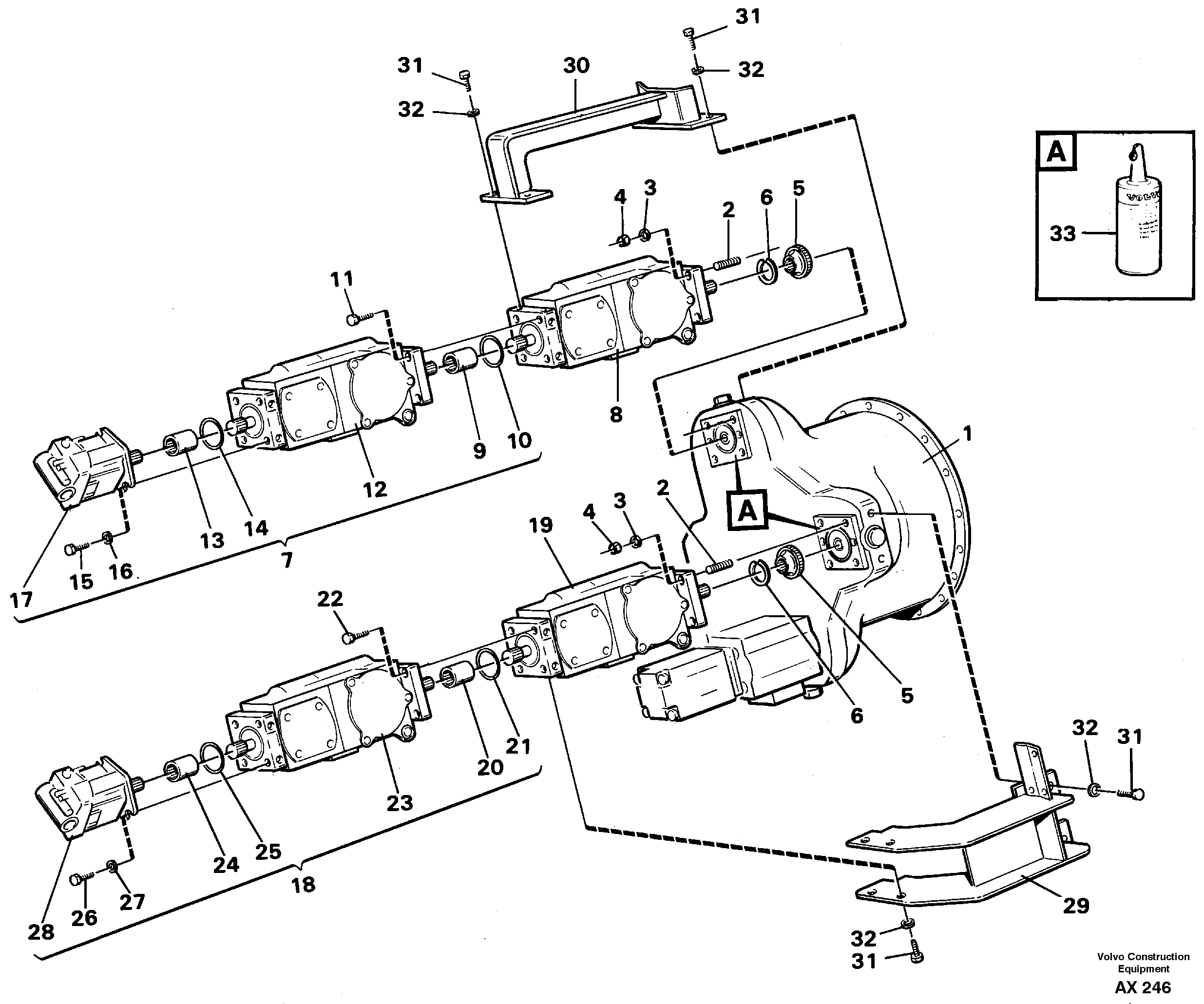 Схема запчастей Volvo L330C - 23662 Hydraulic pump, assembly L330C SER NO 60188-