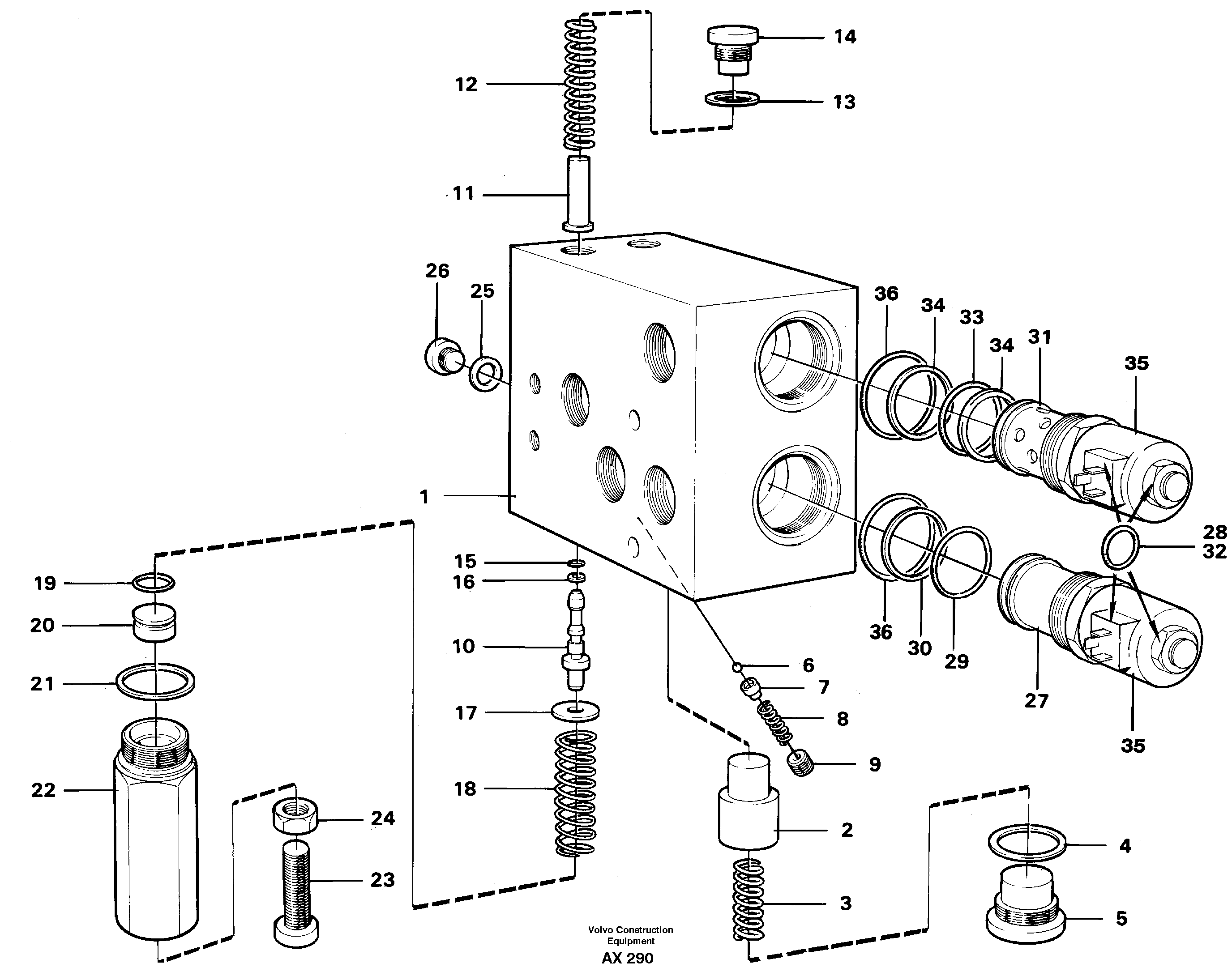 Схема запчастей Volvo L330C - 22100 Valve, circuit body and return valve L330C SER NO 60188-