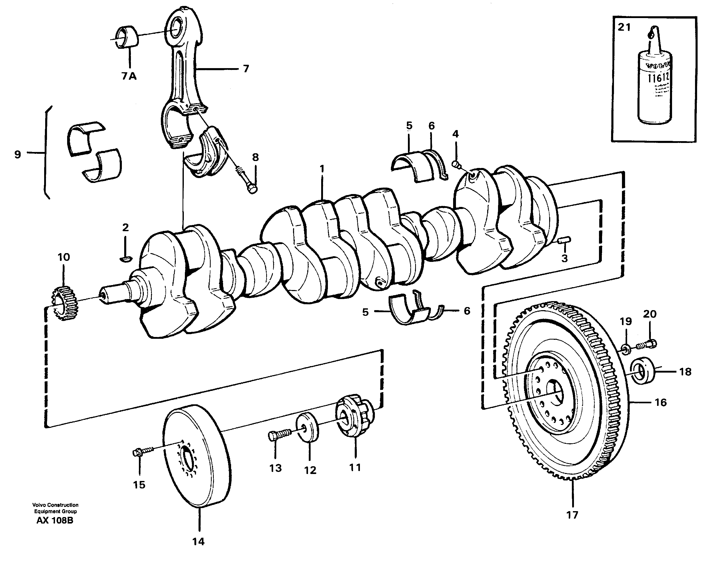 Схема запчастей Volvo L330C - 29018 Crankshaft and related parts L330C SER NO 60188-