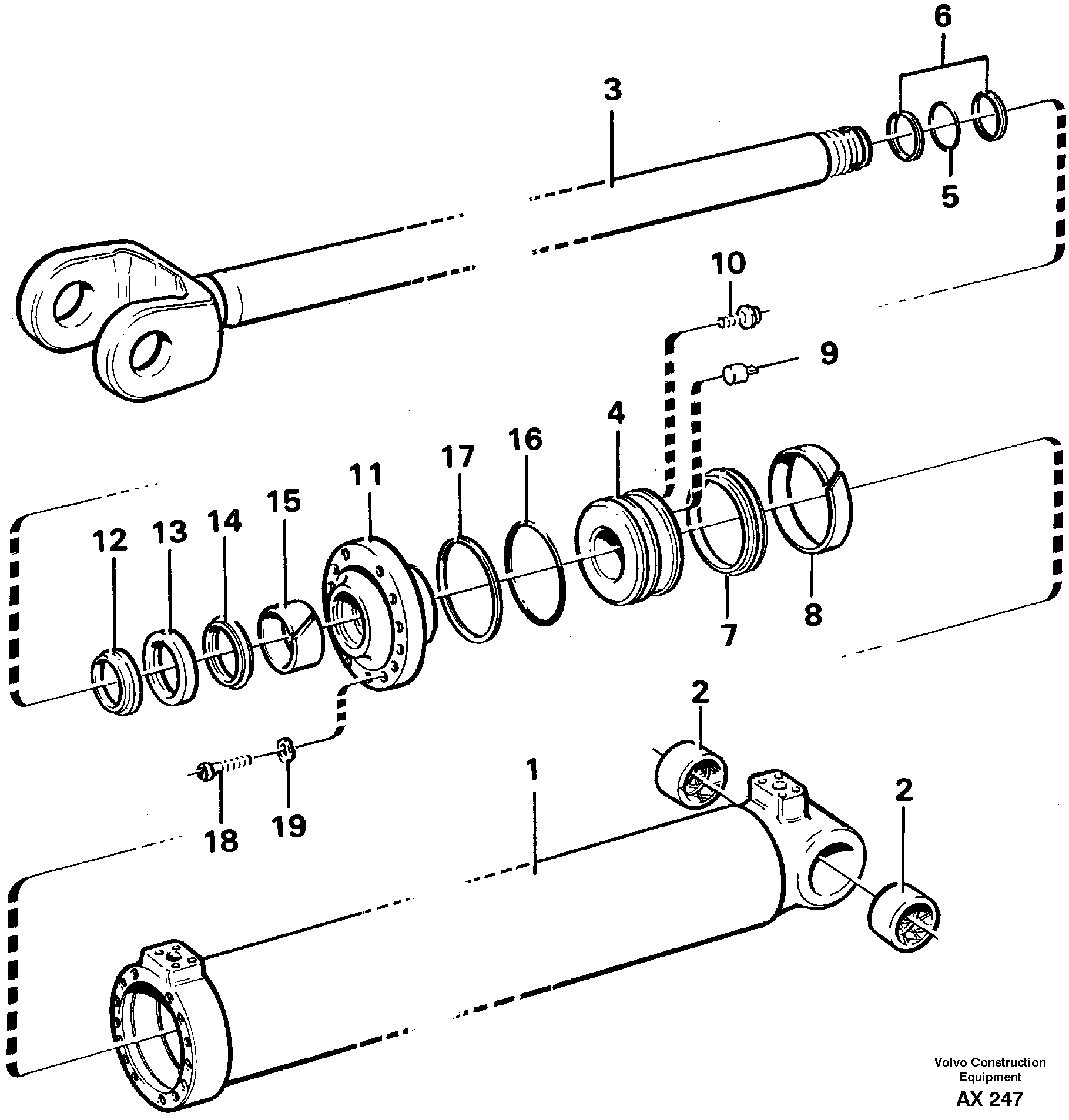 Схема запчастей Volvo L330C - 6901 Гидроцилиндр (цилиндр) подъемный L330C SER NO 60188-