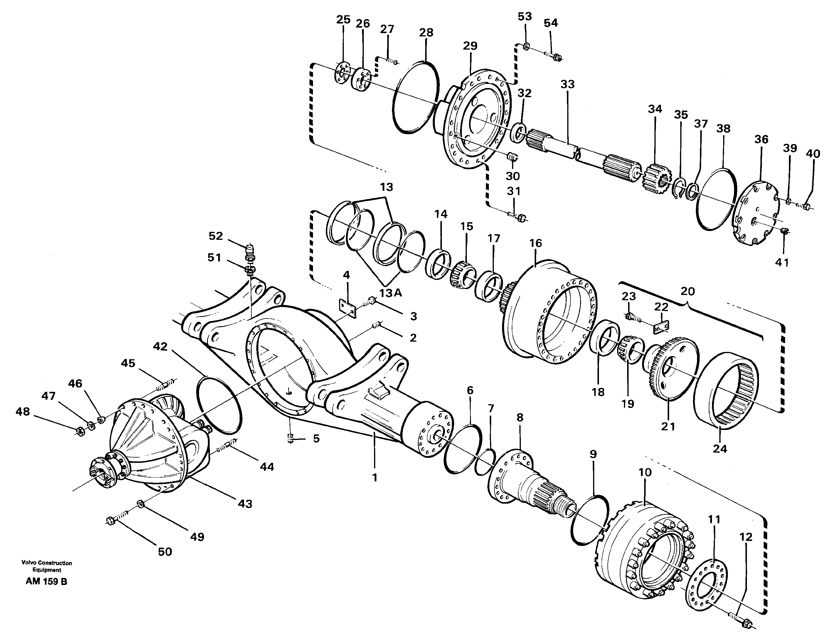 Схема запчастей Volvo L330C - 39889 Мост задний (ось) L330C VOLVO BM VOLVO BM L330C SER NO - 60187