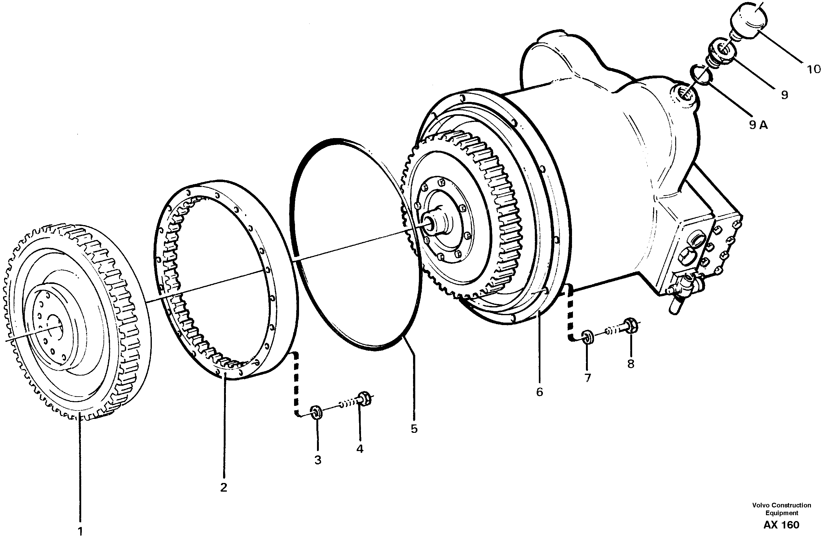 Схема запчастей Volvo L330C - 45325 Torque converter, mounting L330C SER NO 60188-