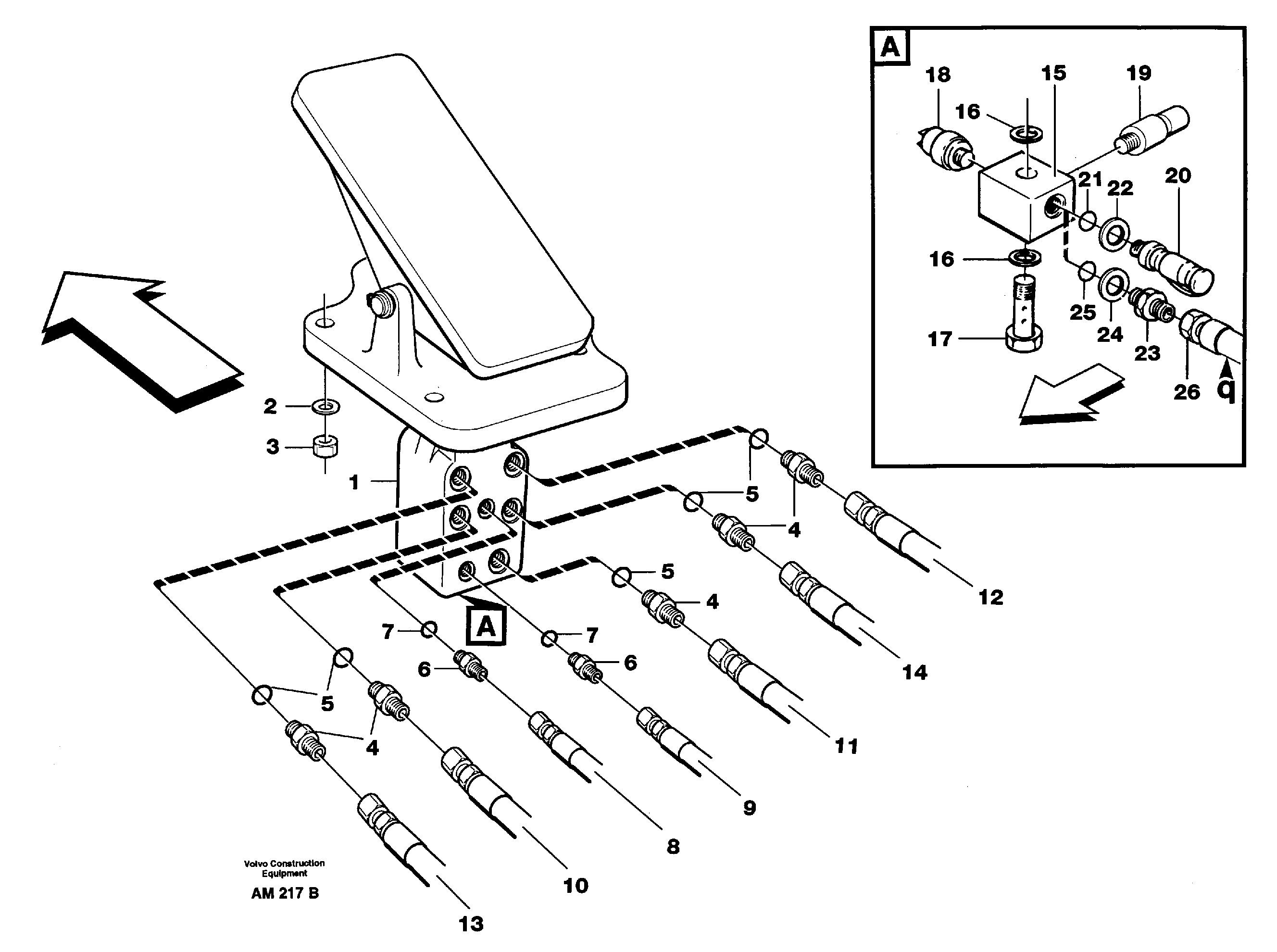 Схема запчастей Volvo L330C - 96597 Footbrake valve, mounting L330C VOLVO BM VOLVO BM L330C SER NO - 60187