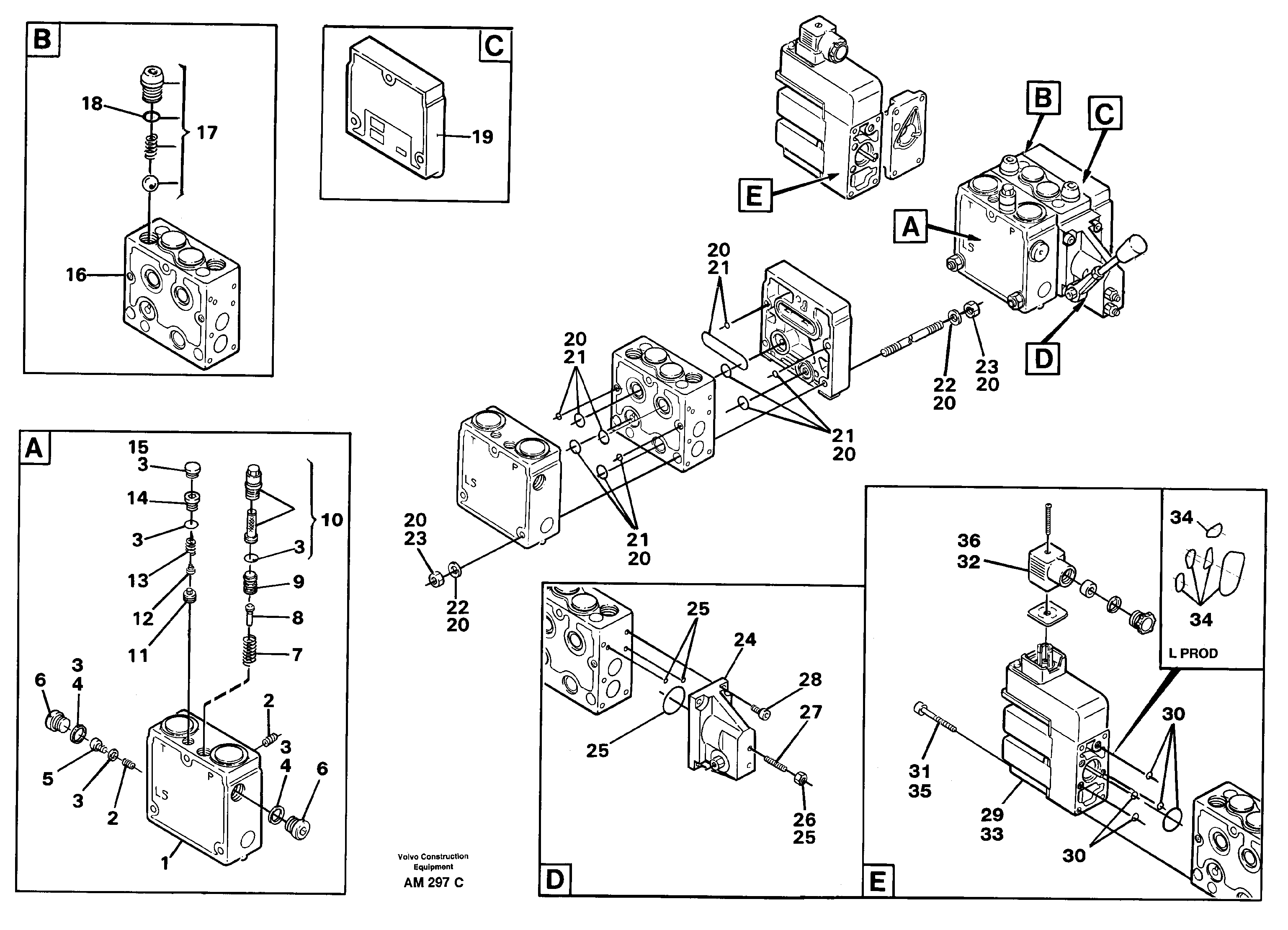 Схема запчастей Volvo L330C - 103183 Valve, circuit body and return valve L330C VOLVO BM VOLVO BM L330C SER NO - 60187