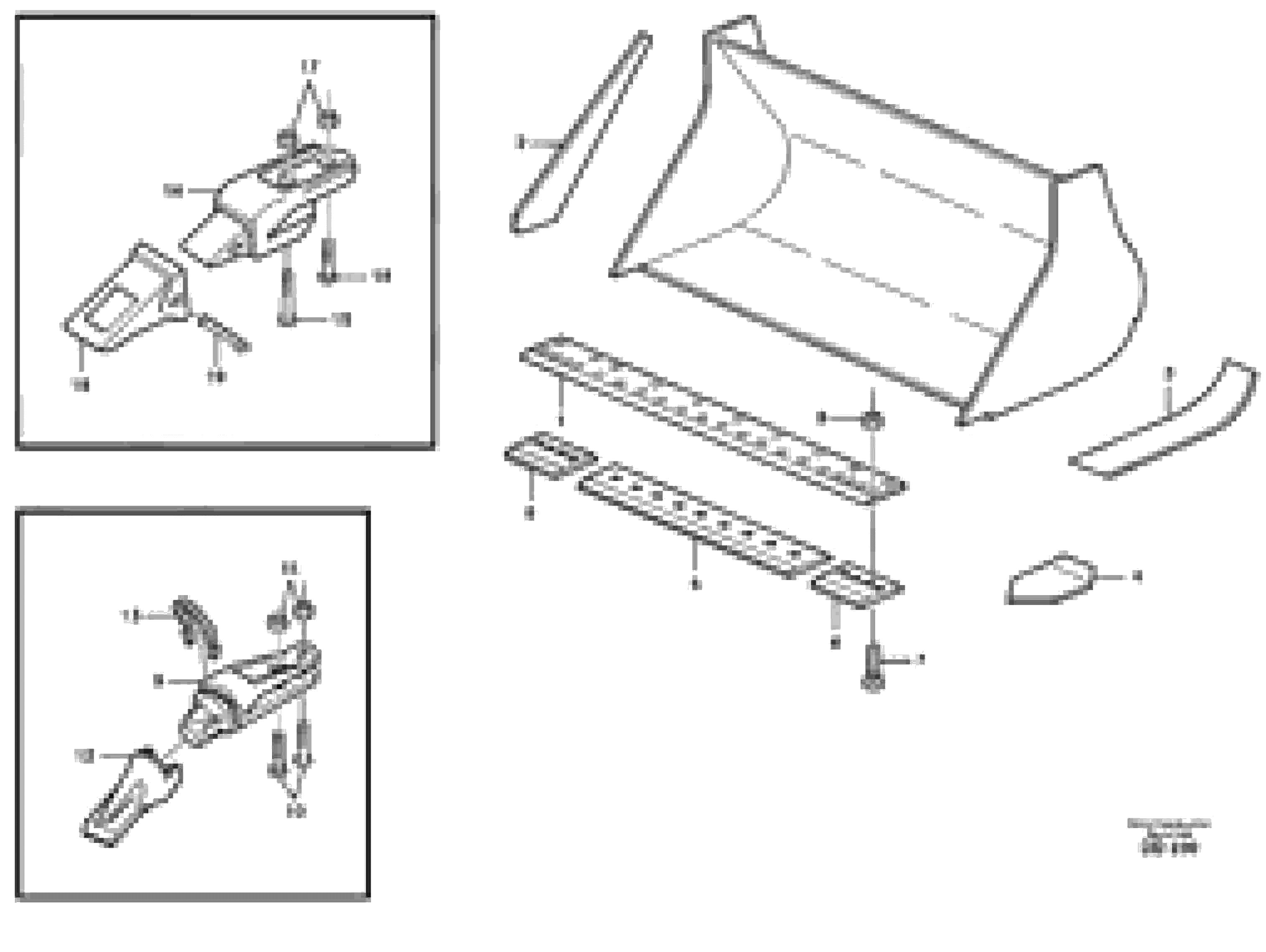 Схема запчастей Volvo L330C - 39134 Bucket, straight lip, alt. edge savers or teeth ATTACHMENTS ATTACHMENTS WHEEL LOADERS GEN. - C