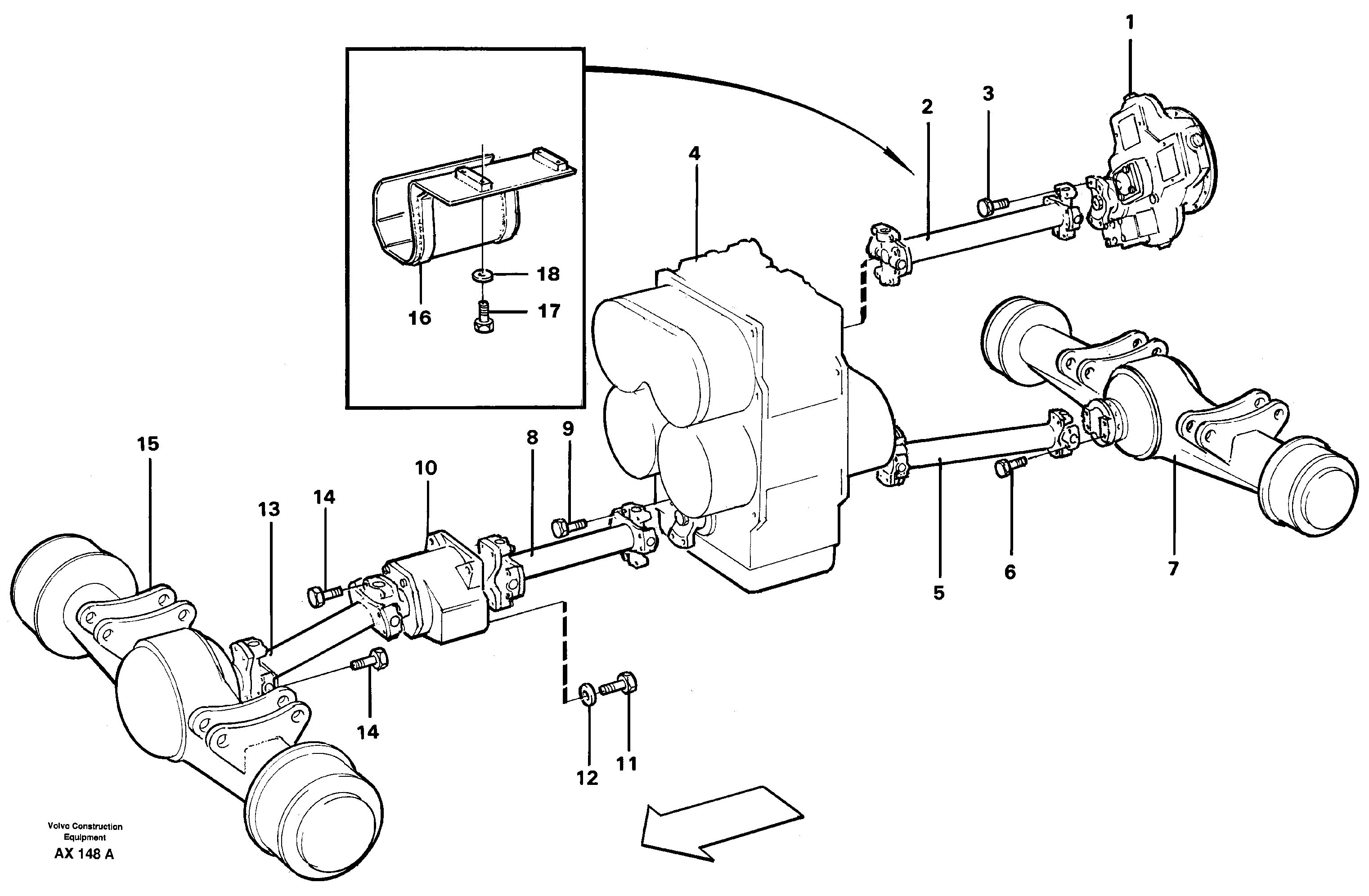 Схема запчастей Volvo L330C - 20454 Propeller shaft, mounting L330C SER NO 60188-