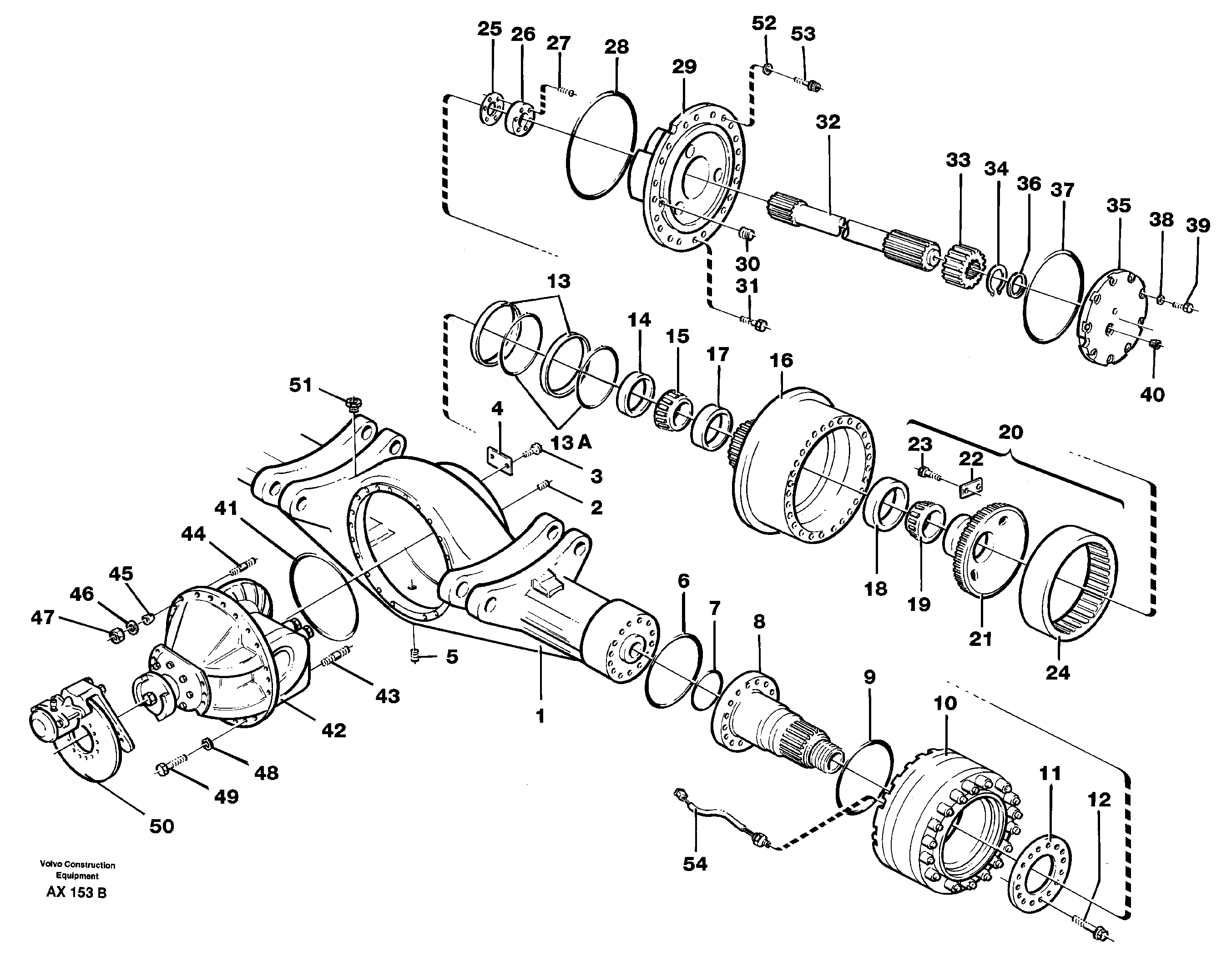 Схема запчастей Volvo L330C - 29719 Axle, front L330C SER NO 60188-