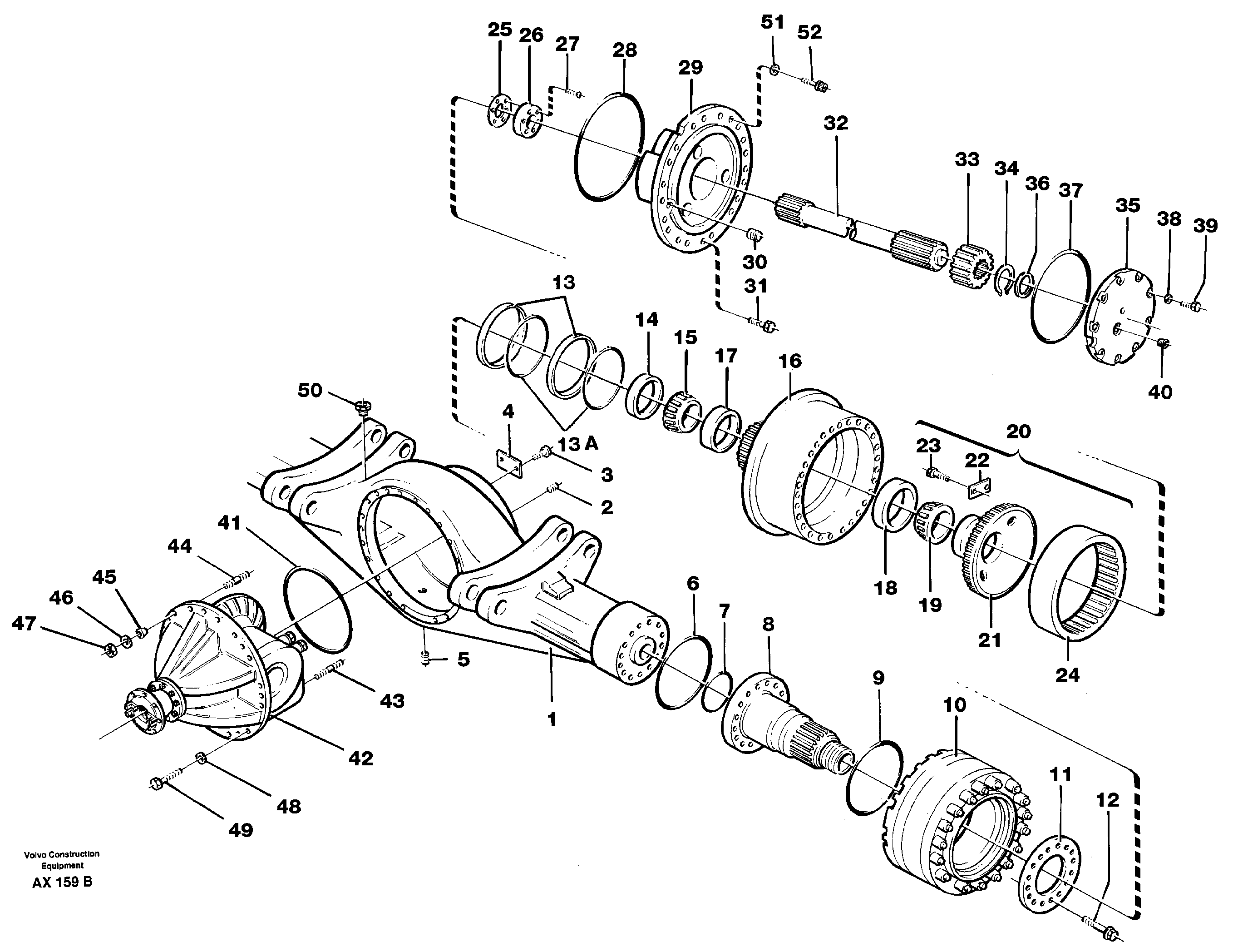 Схема запчастей Volvo L330C - 22668 Мост задний (ось) L330C SER NO 60188-