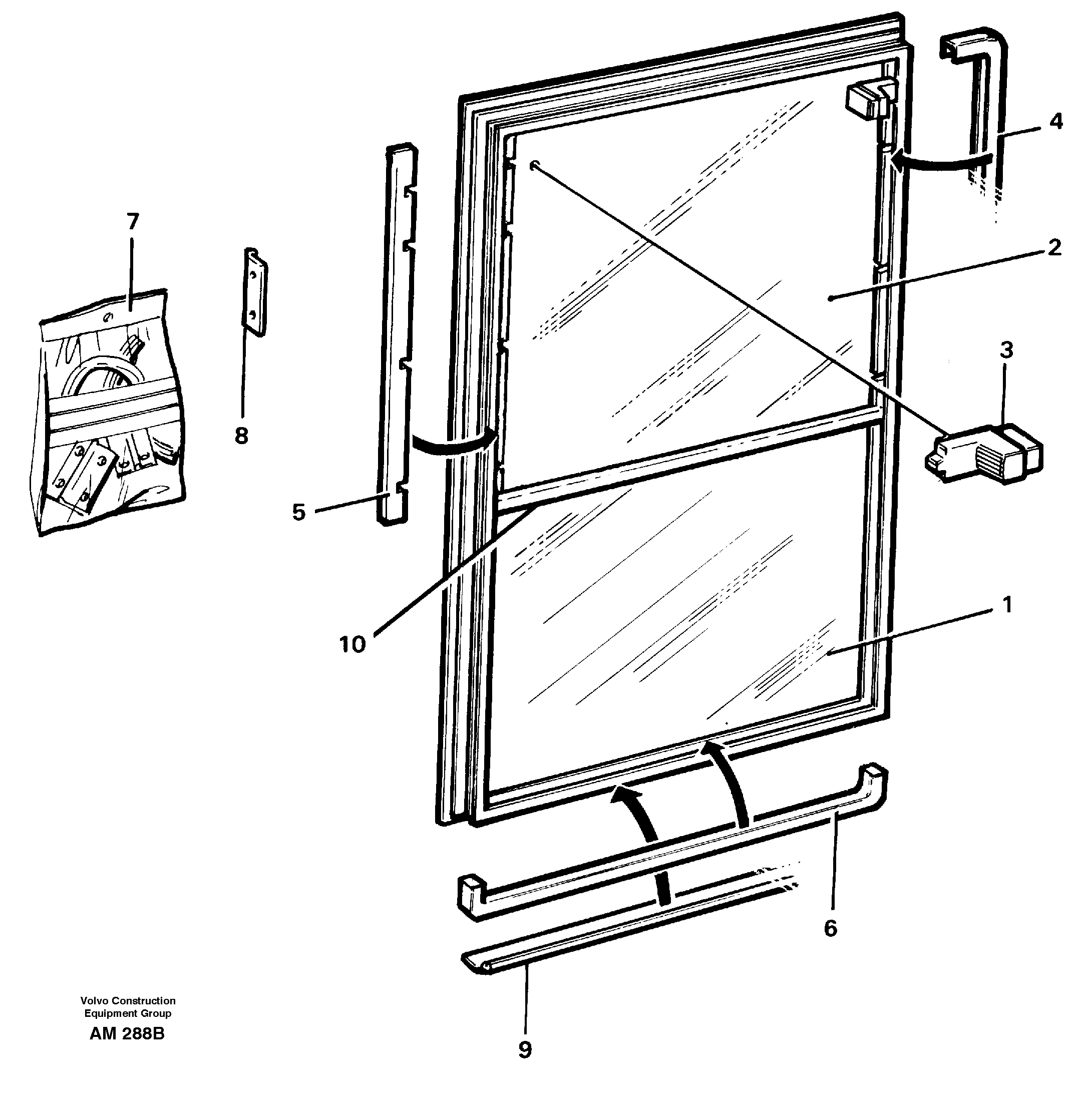 Схема запчастей Volvo L330C - 21604 Sliding window L330C VOLVO BM VOLVO BM L330C SER NO - 60187