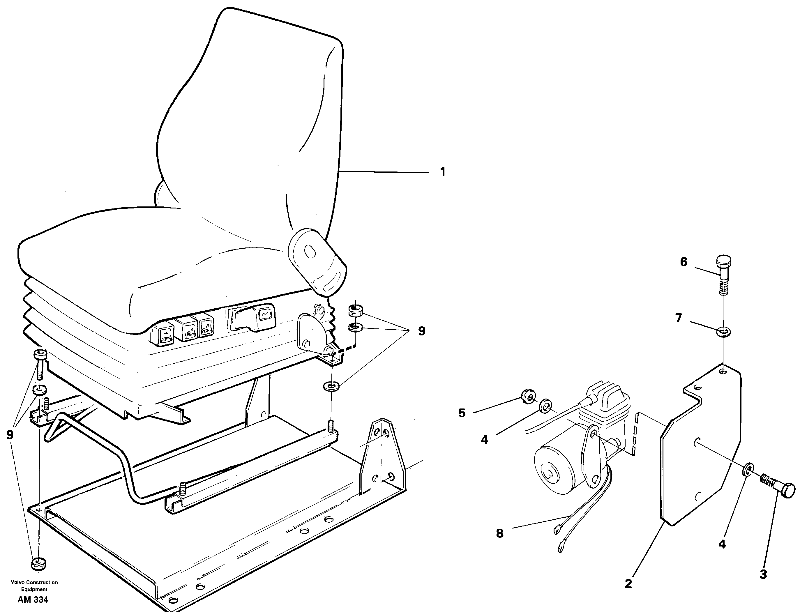 Схема запчастей Volvo L330C - 26479 Drivers seat, air suspensioned Isri L330C VOLVO BM VOLVO BM L330C SER NO - 60187