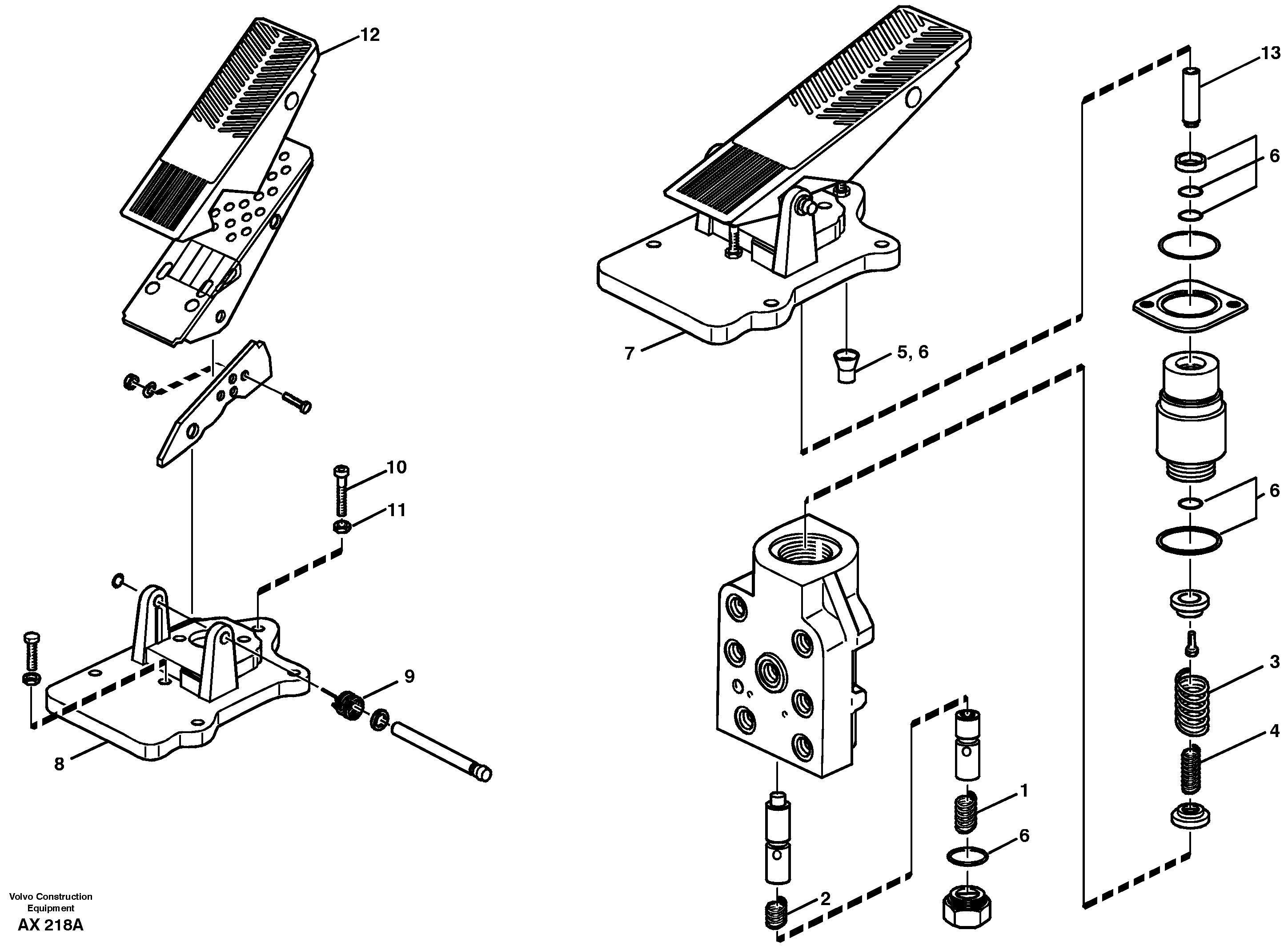 Схема запчастей Volvo L330C - 63366 Footbrake valve L330C SER NO 60188-