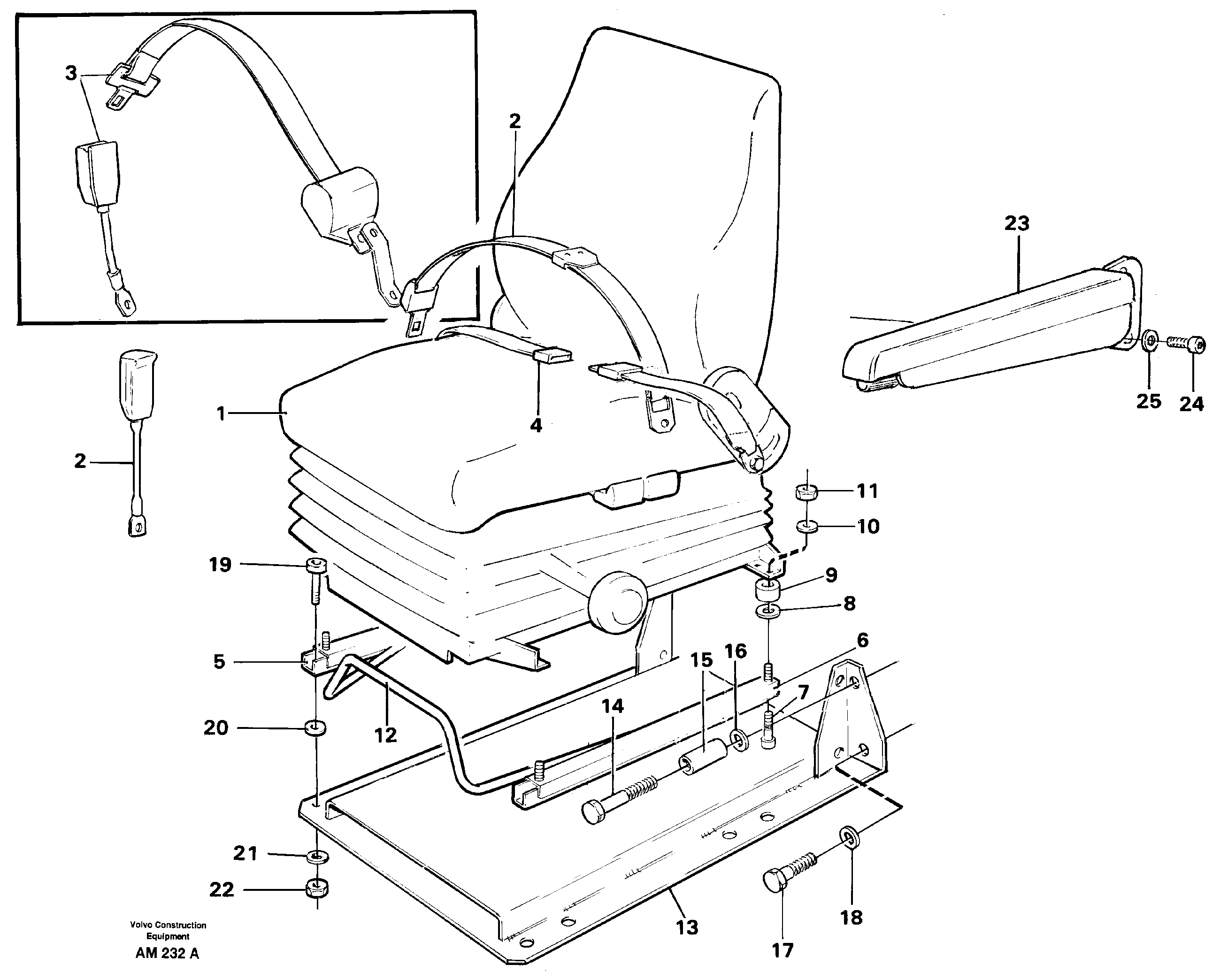 Схема запчастей Volvo L330C - 60760 Operator seat with fitting parts L330C VOLVO BM VOLVO BM L330C SER NO - 60187