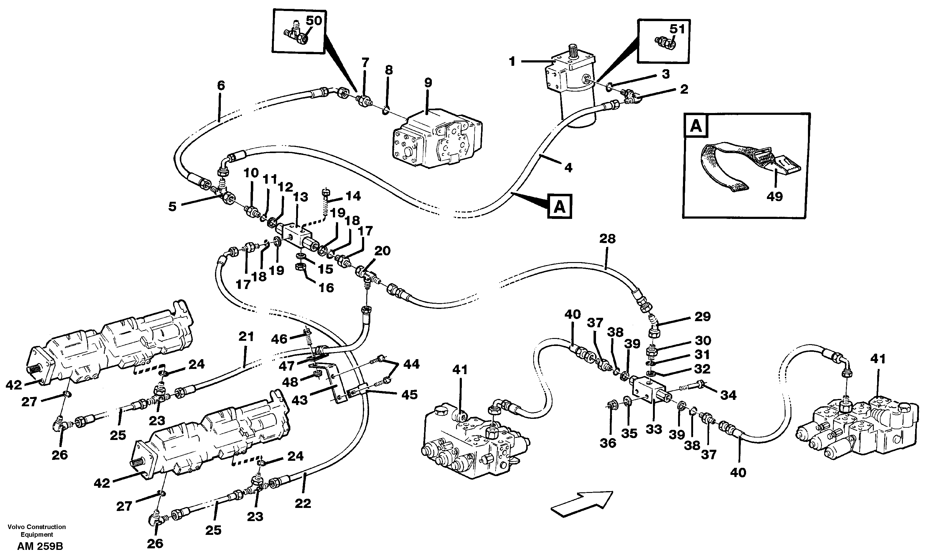 Схема запчастей Volvo L330C - 82343 Hydraulic system: load sensing line L330C VOLVO BM VOLVO BM L330C SER NO - 60187