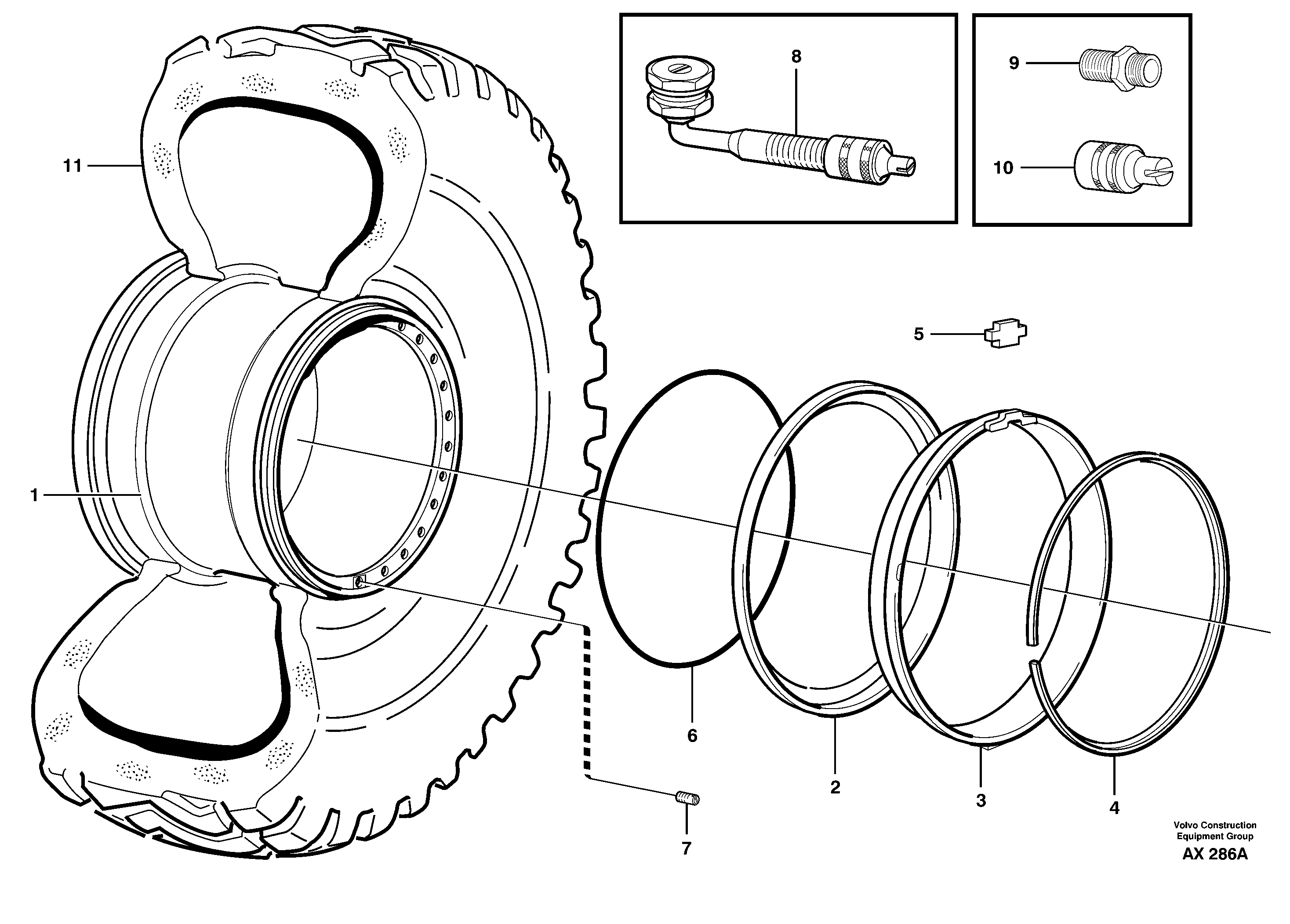 Схема запчастей Volvo L330C - 48076 Wheel L330C SER NO 60188-