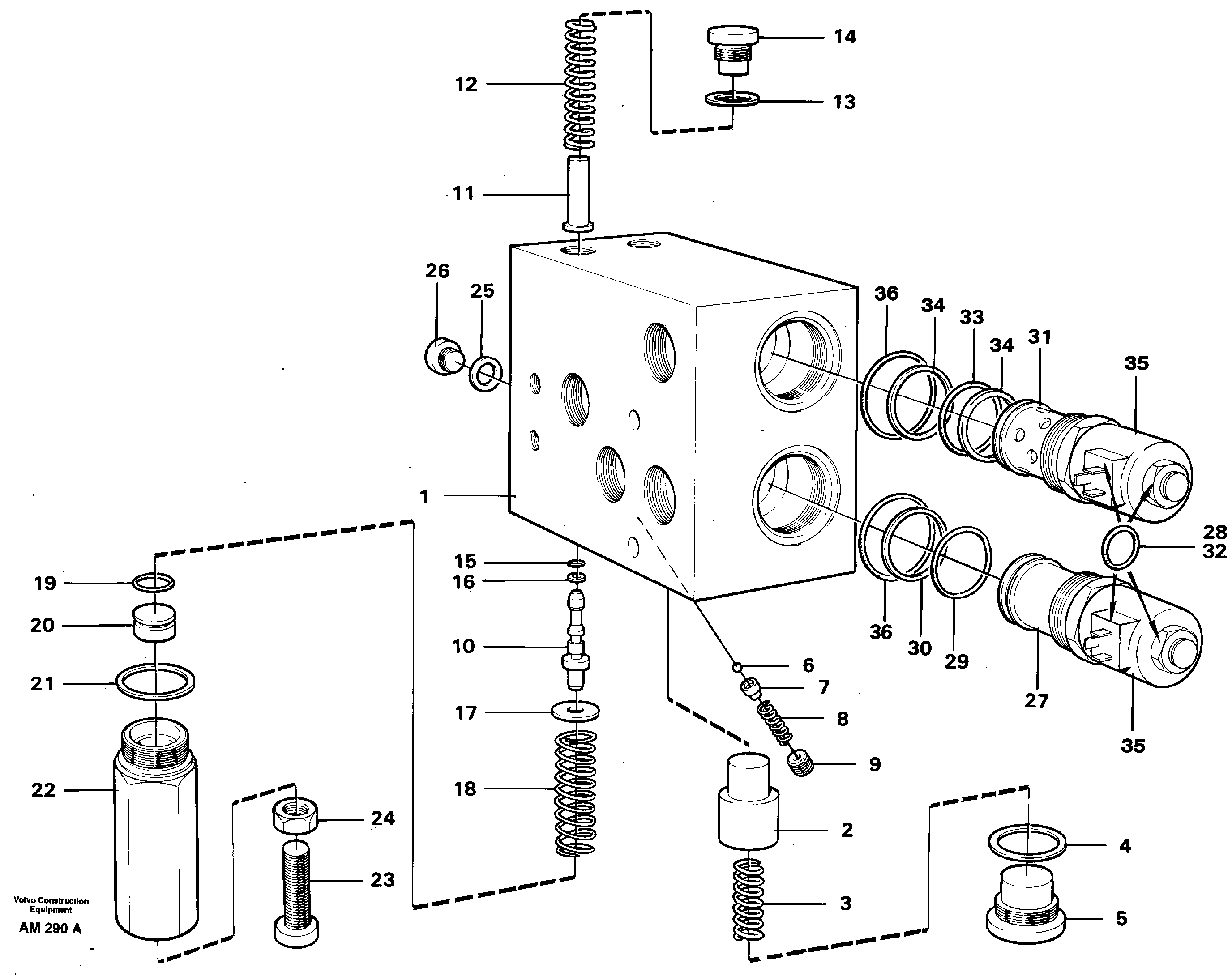 Схема запчастей Volvo L330C - 35375 Valve, circuit body and return valve L330C VOLVO BM VOLVO BM L330C SER NO - 60187