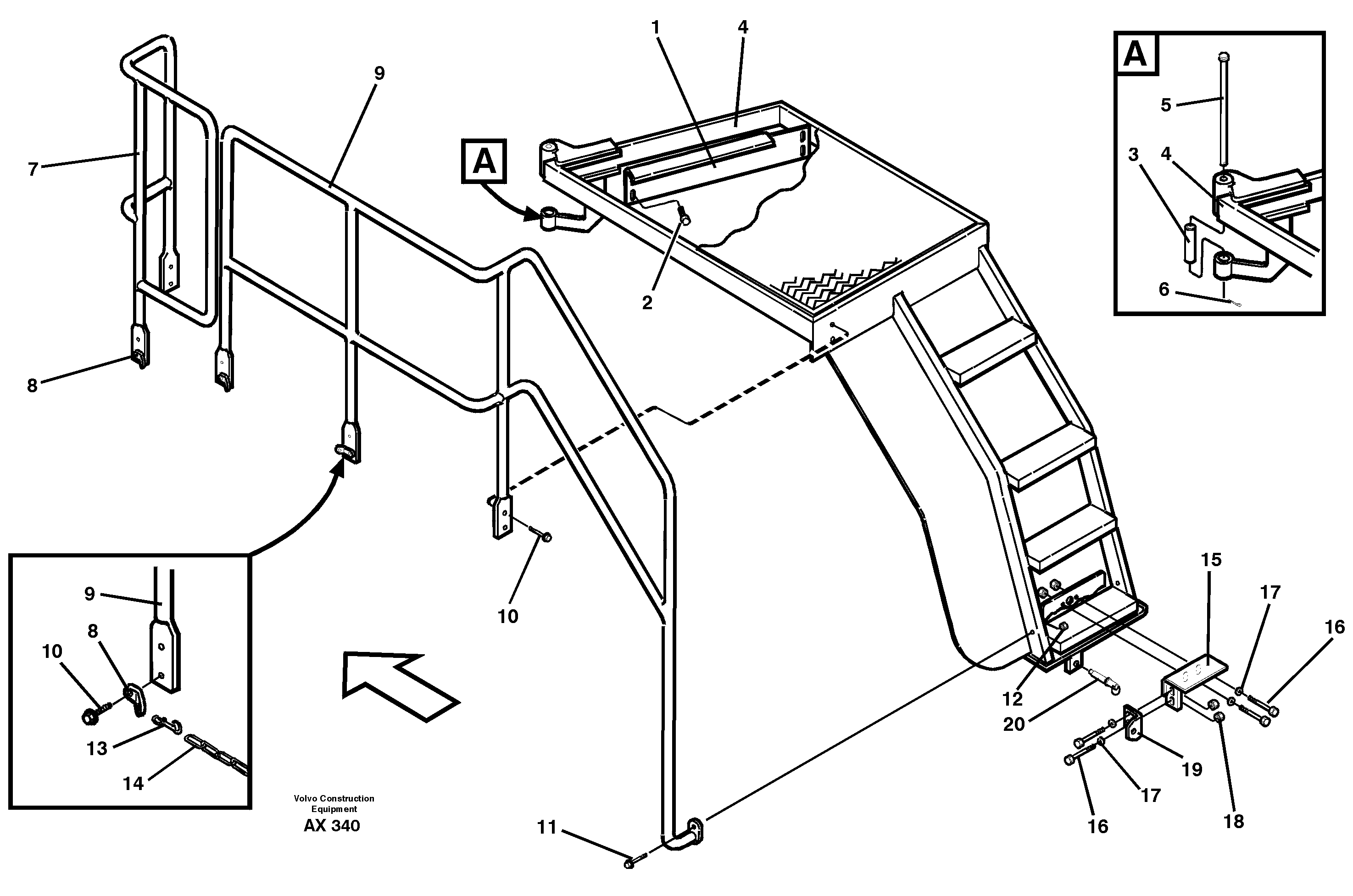 Схема запчастей Volvo L330C - 16373 Swing out rear mudguards L330C SER NO 60188-