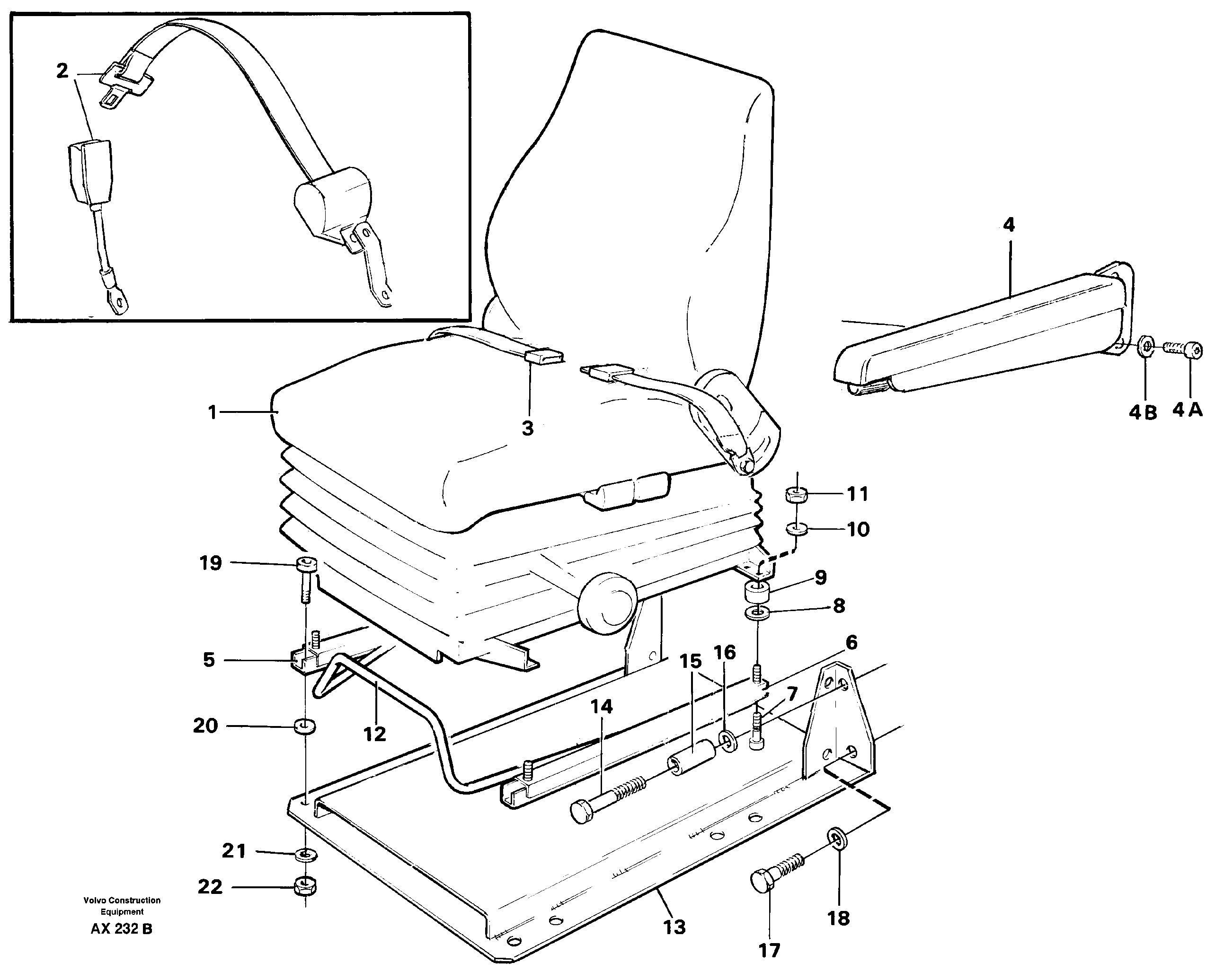 Схема запчастей Volvo L330C - 60104 Operator seat with fitting parts L330C SER NO 60188-