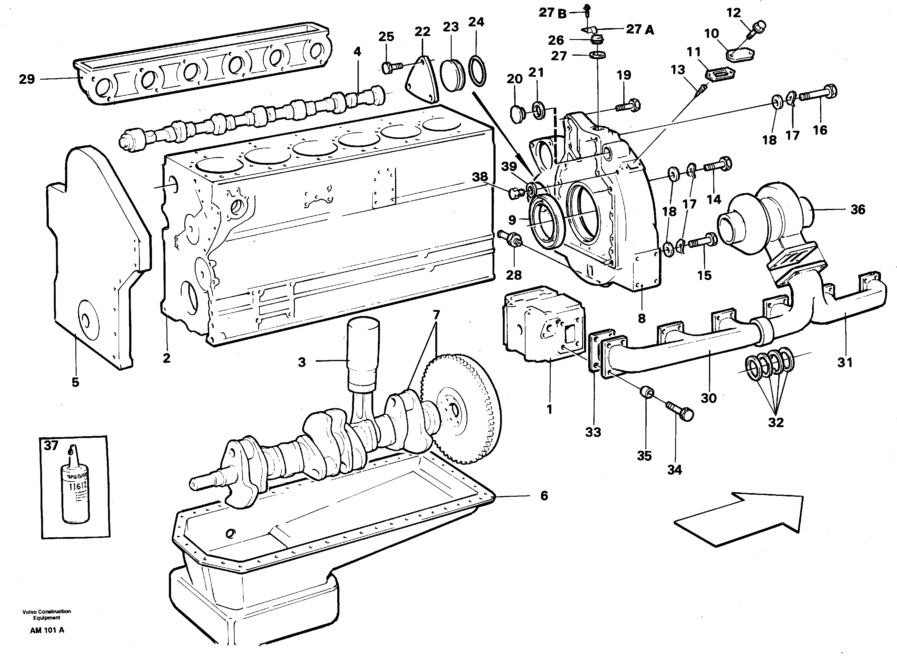 Схема запчастей Volvo L330C - 49002 Engine with fitting parts L330C VOLVO BM VOLVO BM L330C SER NO - 60187