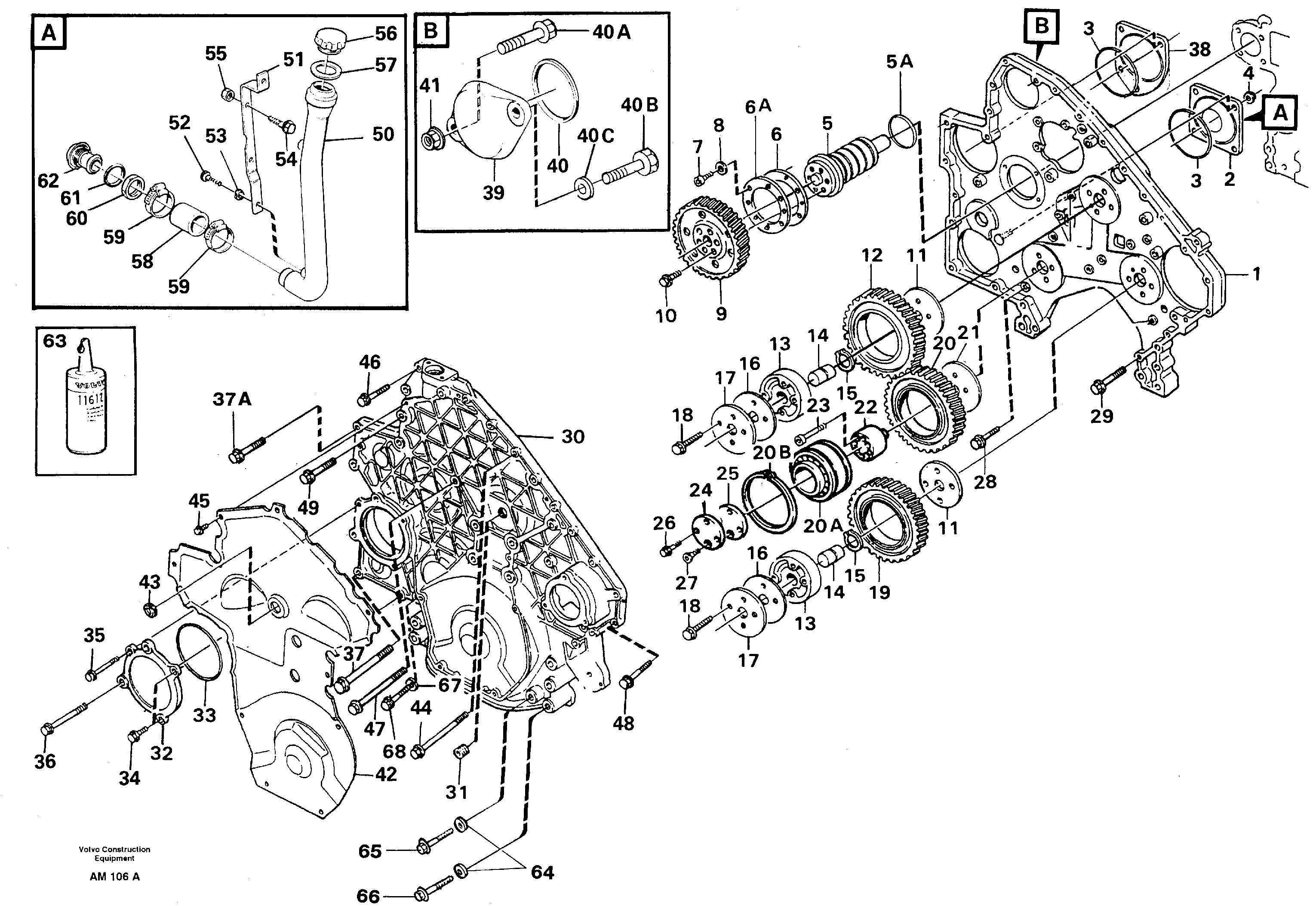 Схема запчастей Volvo L330C - 89420 Timing gear casing and gears L330C VOLVO BM VOLVO BM L330C SER NO - 60187