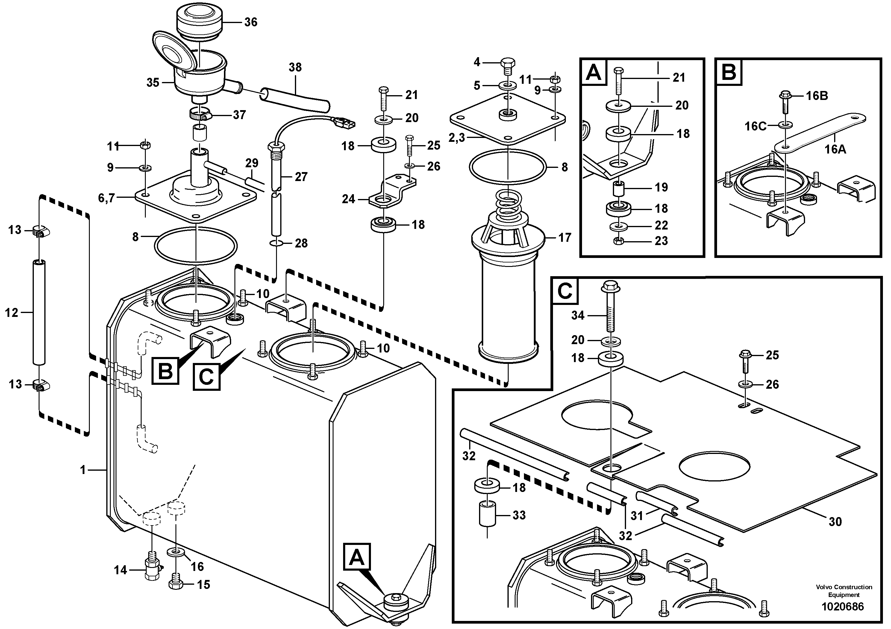 Схема запчастей Volvo L50E - 74732 Гидробак L50E BRAZIL, S/N 71001 -