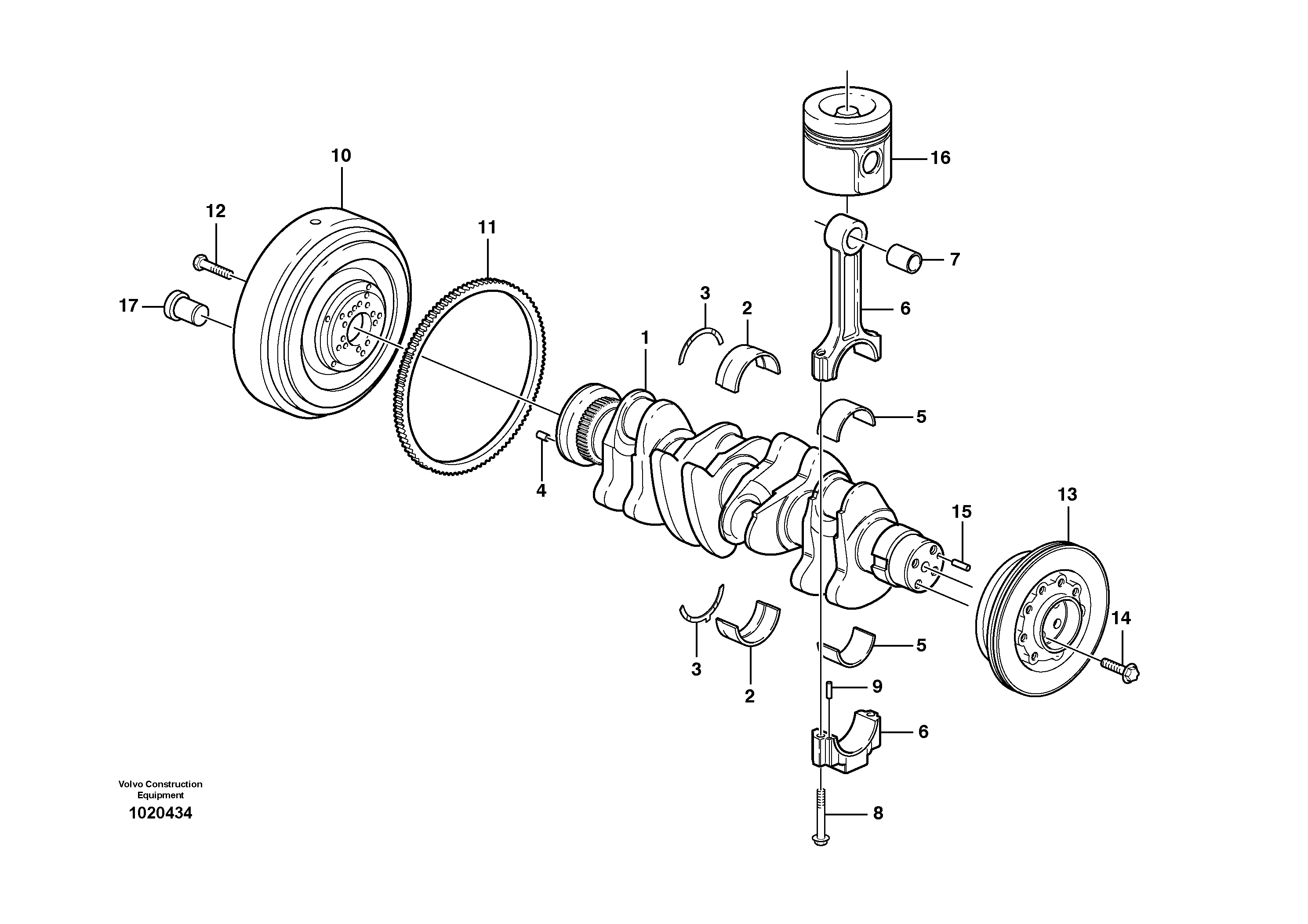 Схема запчастей Volvo L50E - 41621 Crankshaft and related parts L50E BRAZIL, S/N 71001 -