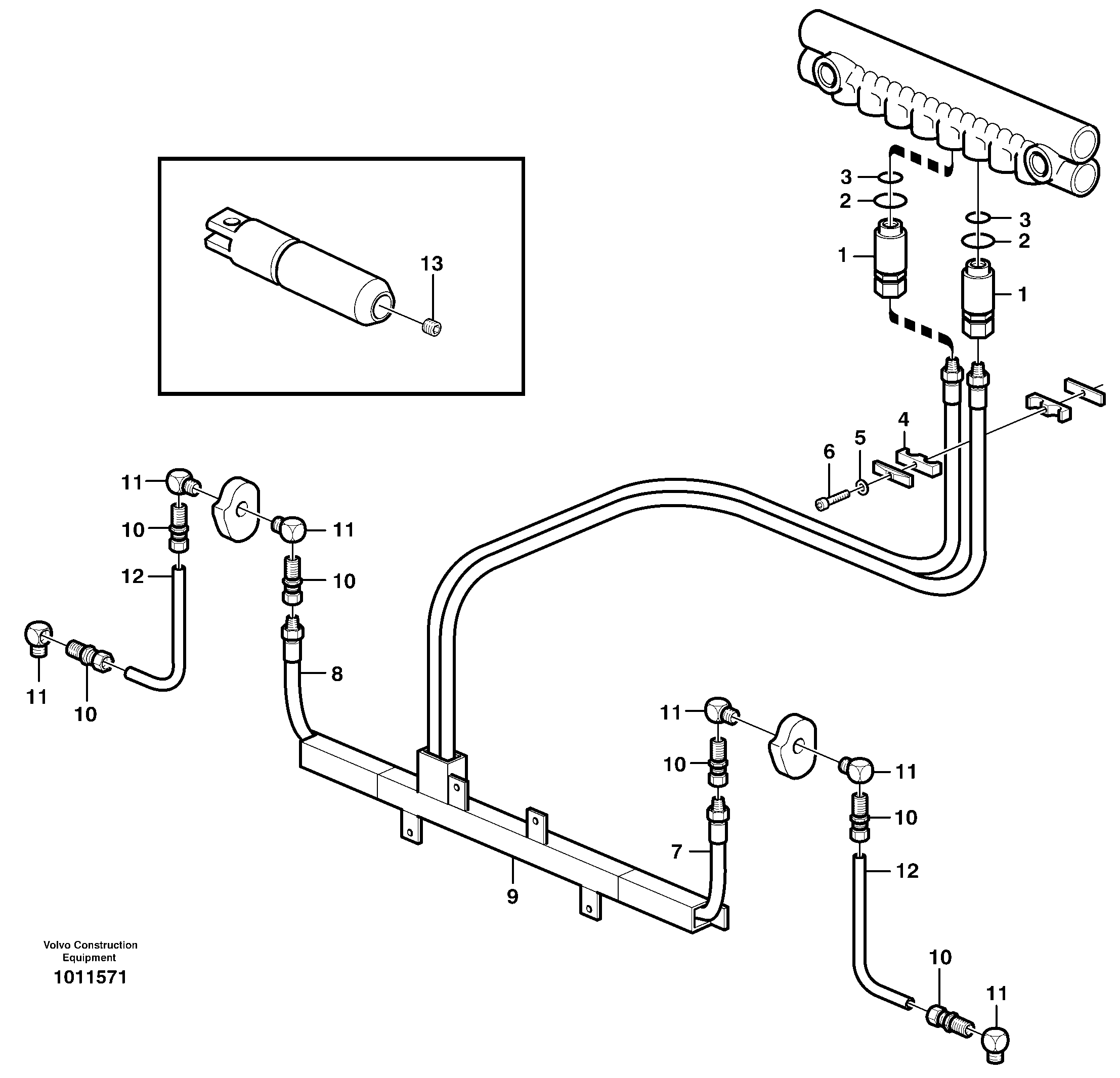 Схема запчастей Volvo L50E - 36269 Central lubrication, tool bar L50E BRAZIL, S/N 71001 -