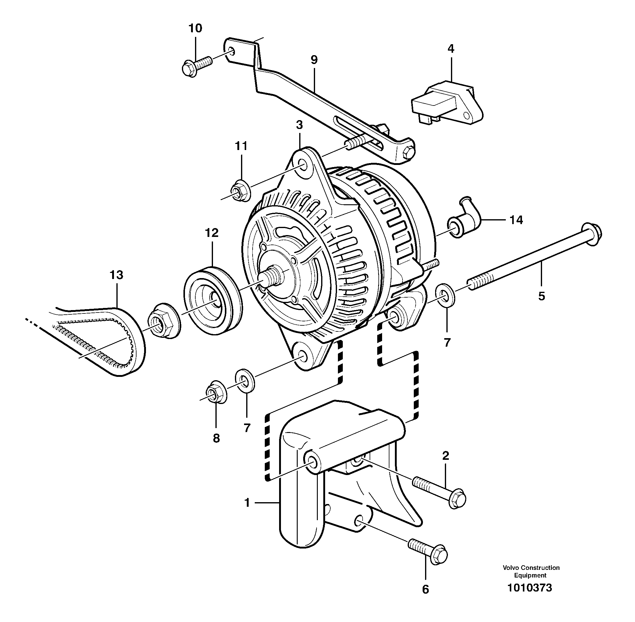 Схема запчастей Volvo L50E - 102918 Alternator with assembling details L50E BRAZIL, S/N 71001 -