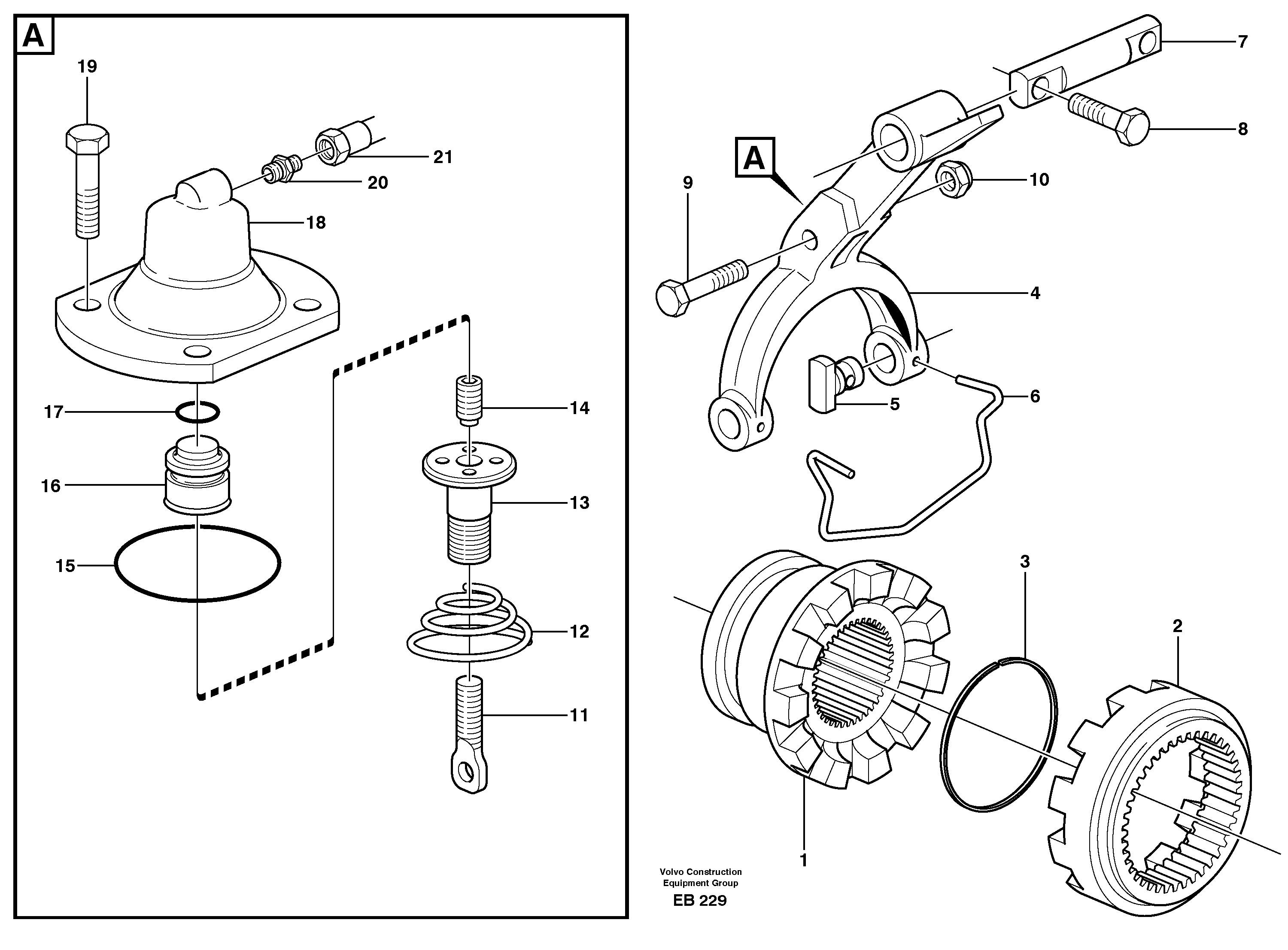 Схема запчастей Volvo L50E - 39874 Differential lock L50E BRAZIL, S/N 71001 -