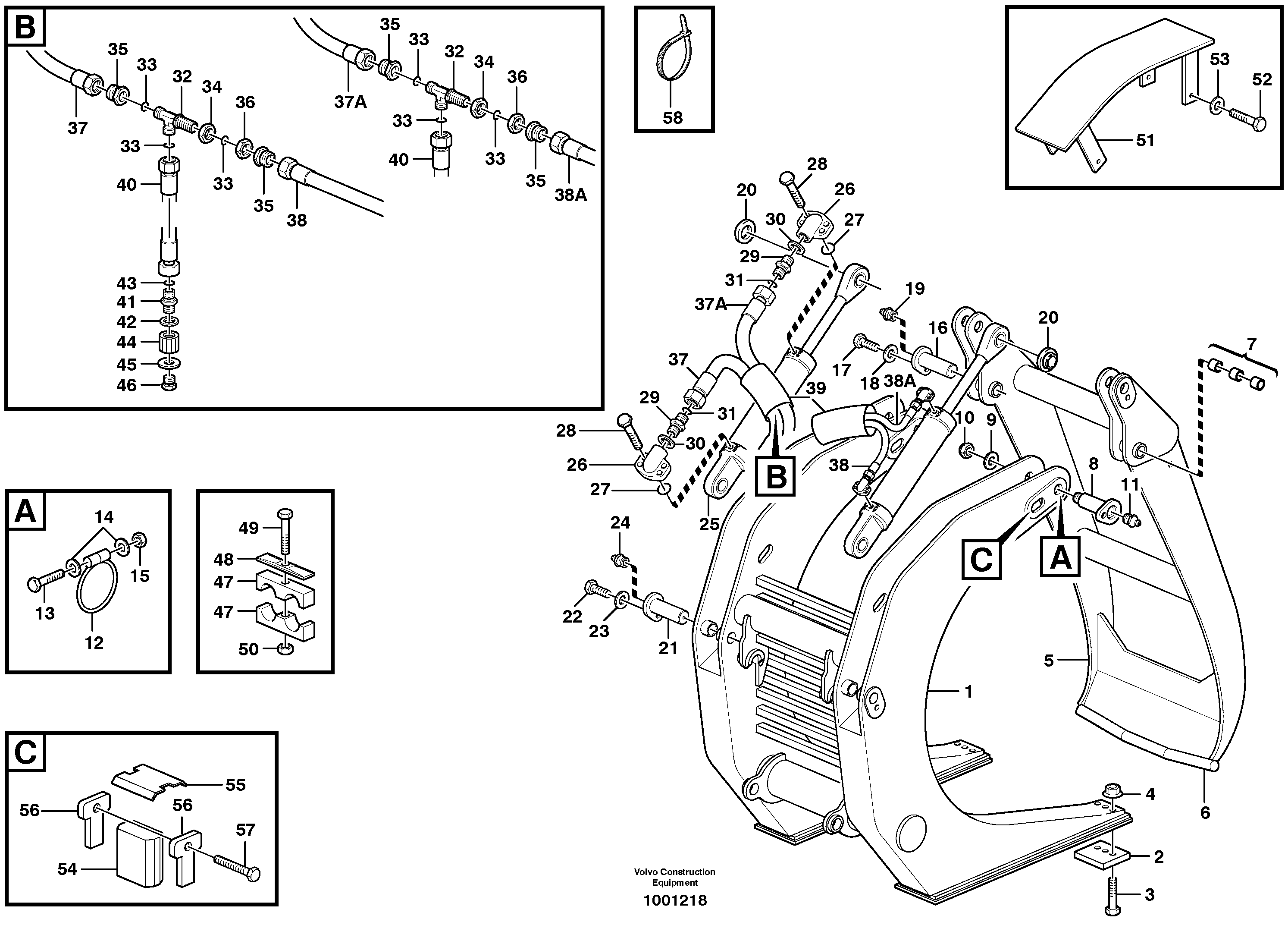 Схема запчастей Volvo L50E - 90835 Whole-stem grapple ATTACHMENTS ATTACHMENTS WHEEL LOADERS GEN. D - E