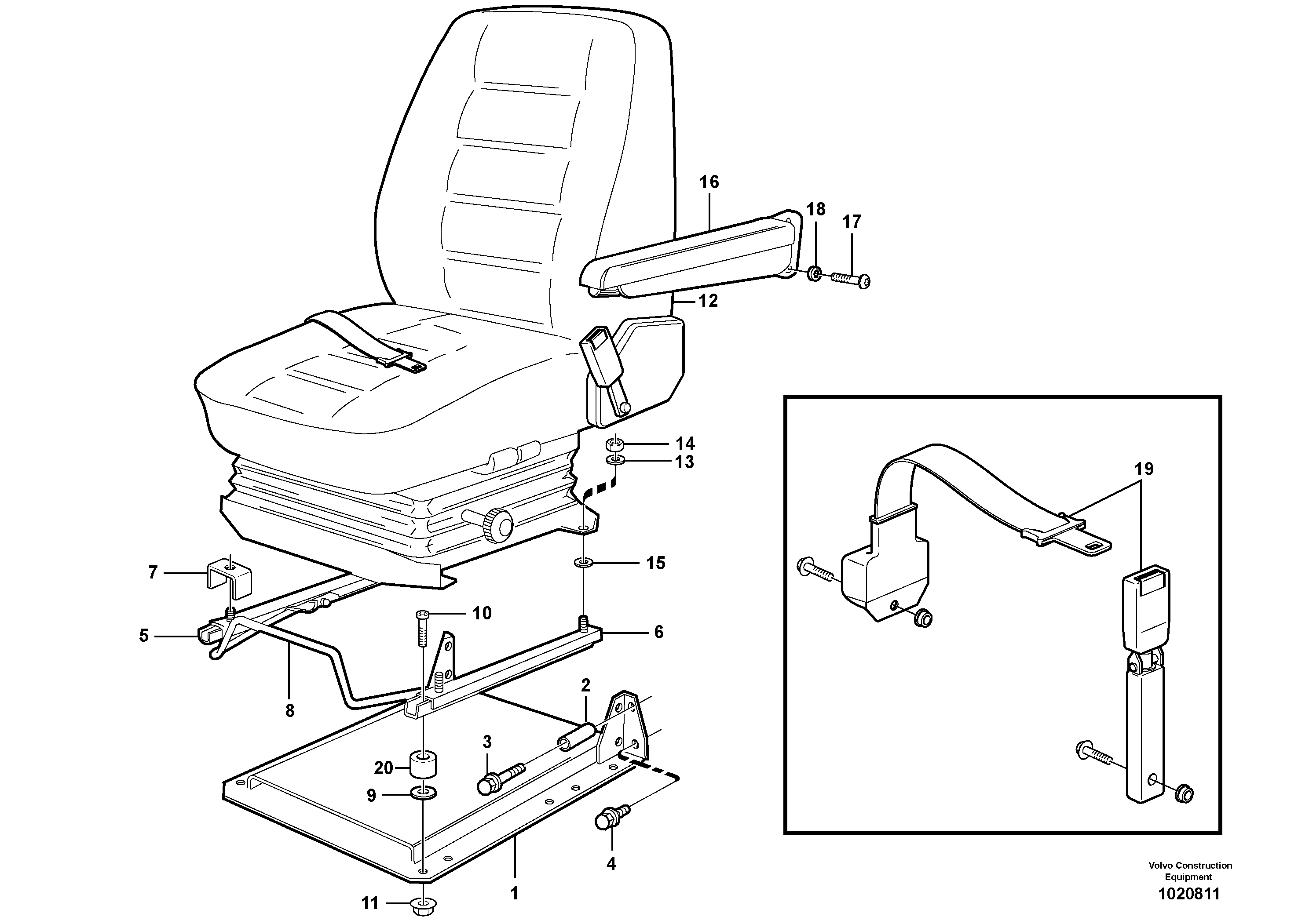 Схема запчастей Volvo L50E - 83453 Operator seat with fitting parts L50E BRAZIL, S/N 71001 -