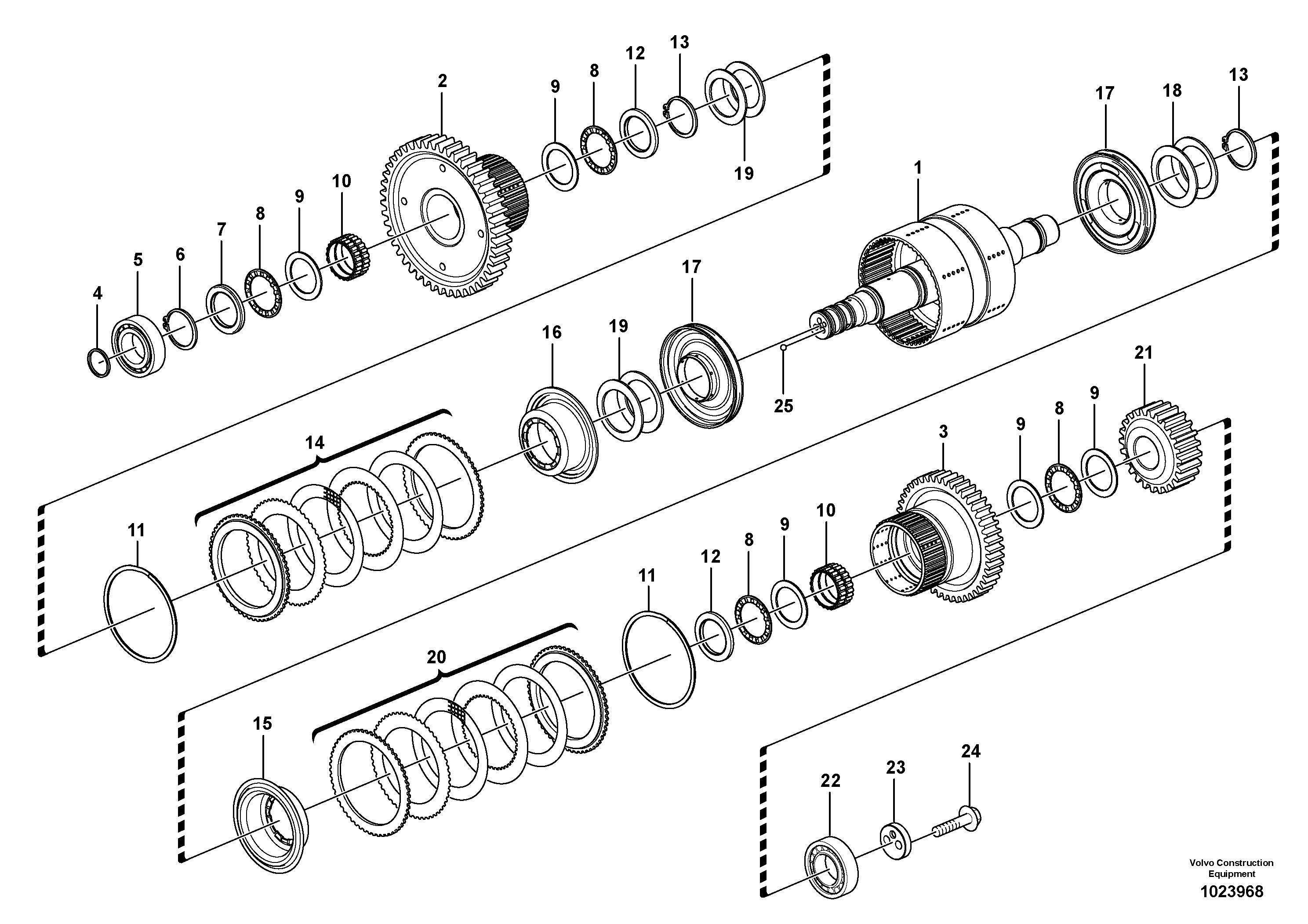 Схема запчастей Volvo L90F - 9828 Hydraulic clutch 1:st and 2:nd speeds L90F