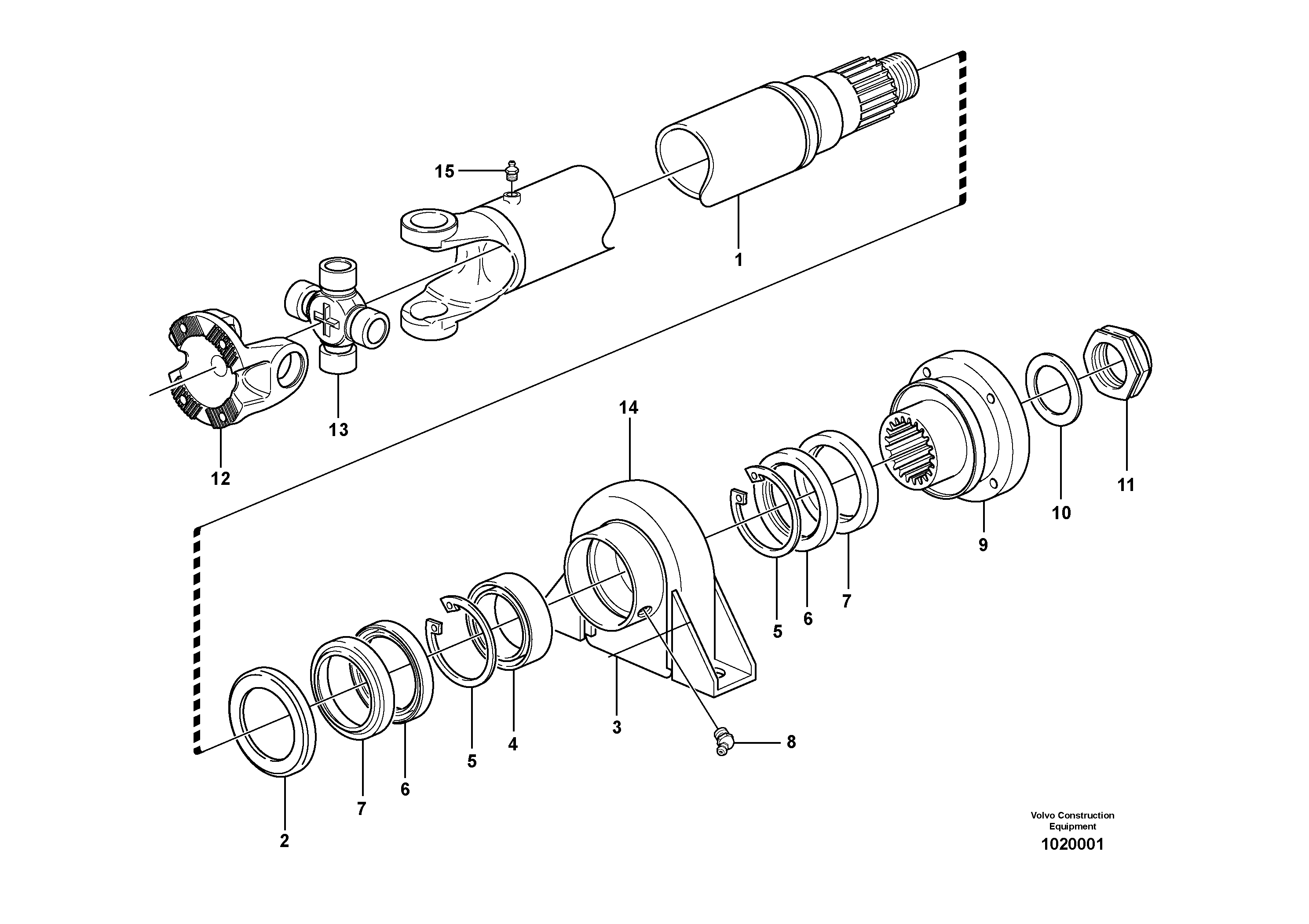 Схема запчастей Volvo L90F - 855 Power shaft front L90F