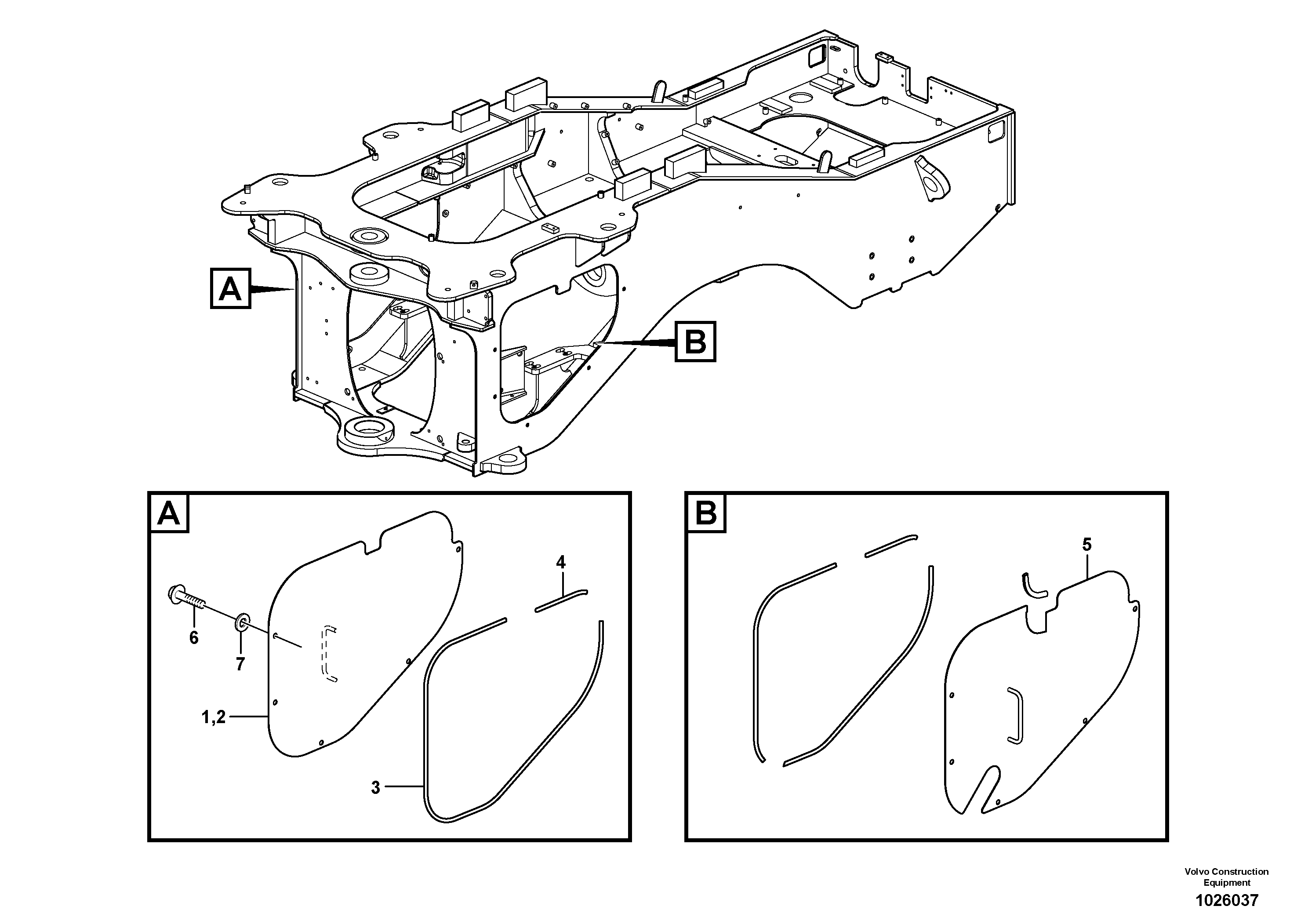 Схема запчастей Volvo L90F - 36306 Belly guard, rear L90F