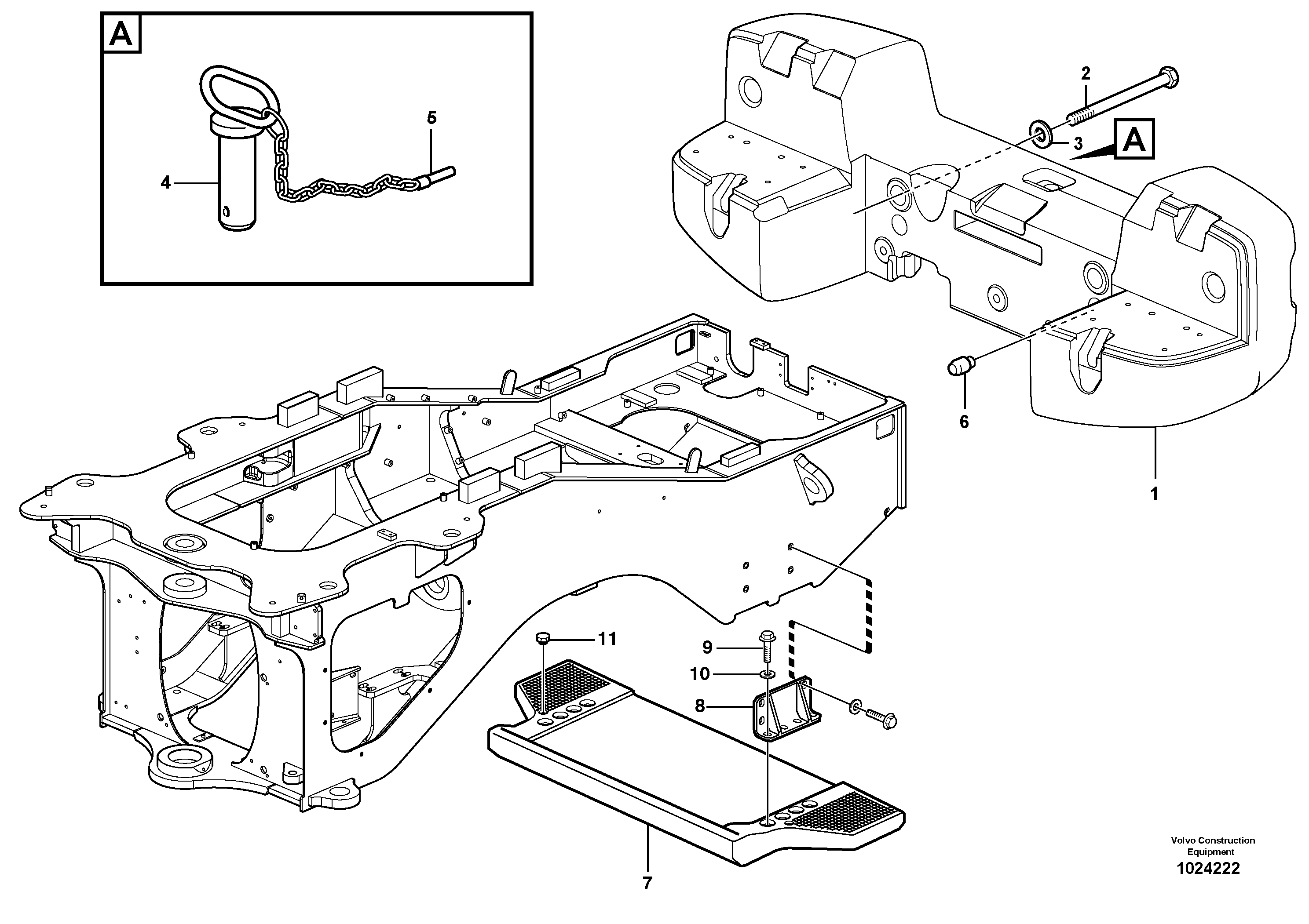 Схема запчастей Volvo L90F - 64668 Rear hitch and counterweight L90F