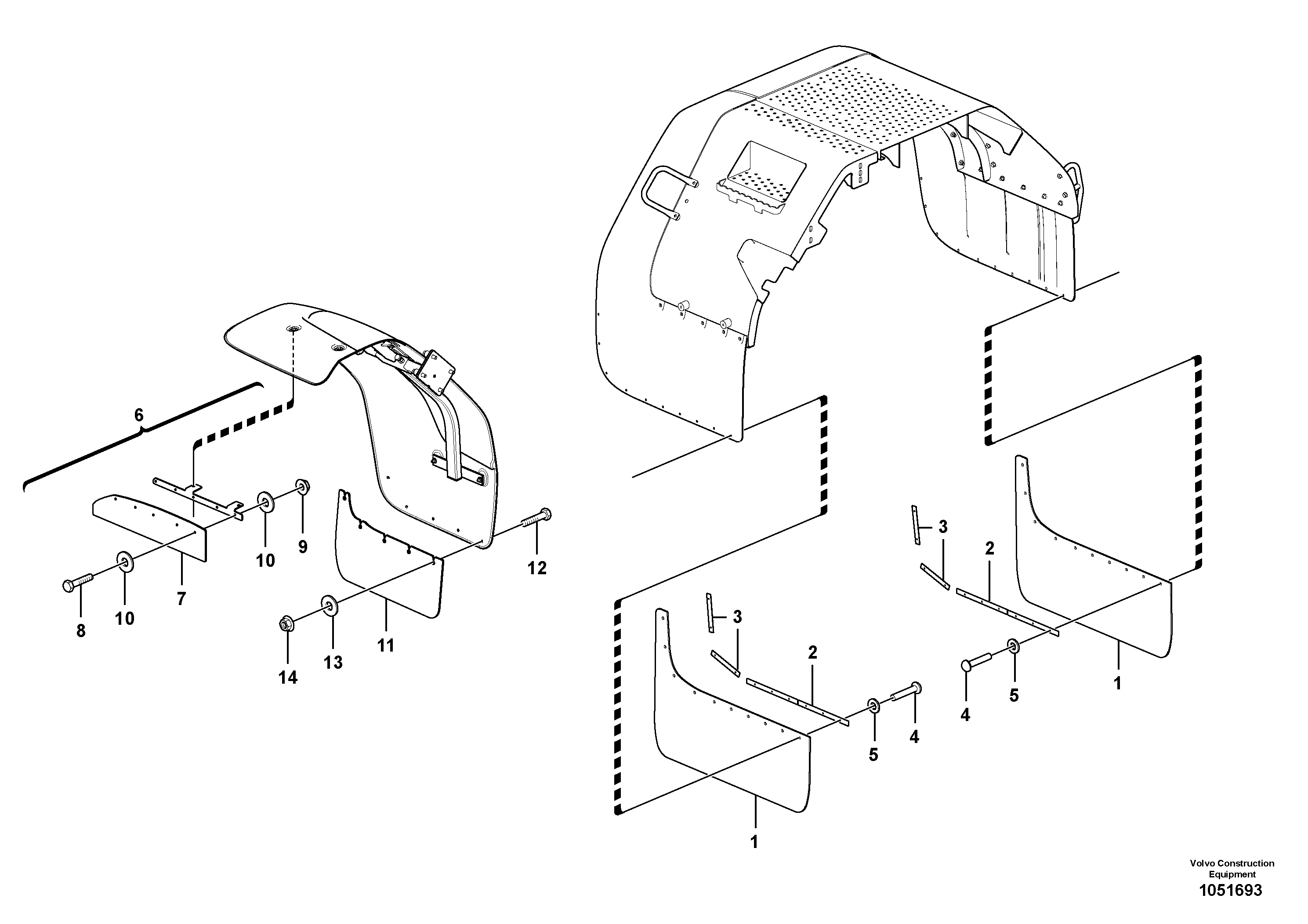 Схема запчастей Volvo L90F - 9185 Fenders, front and rear L90F