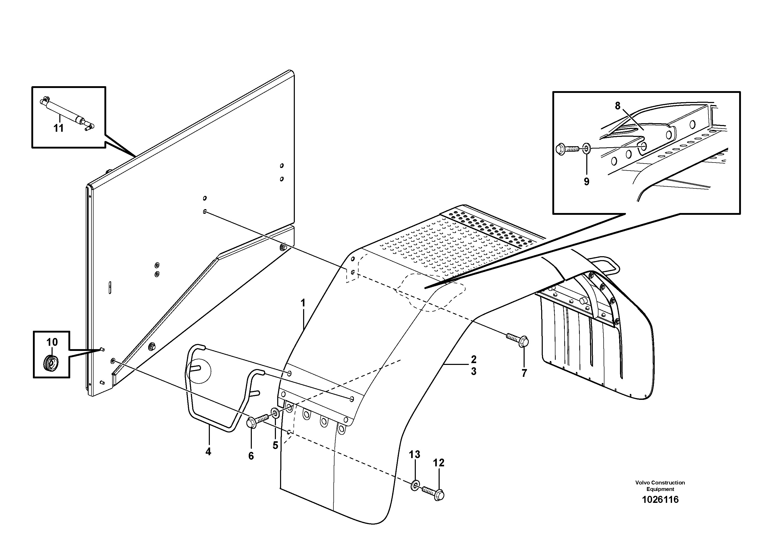 Схема запчастей Volvo L90F - 34833 Fender, rear L90F