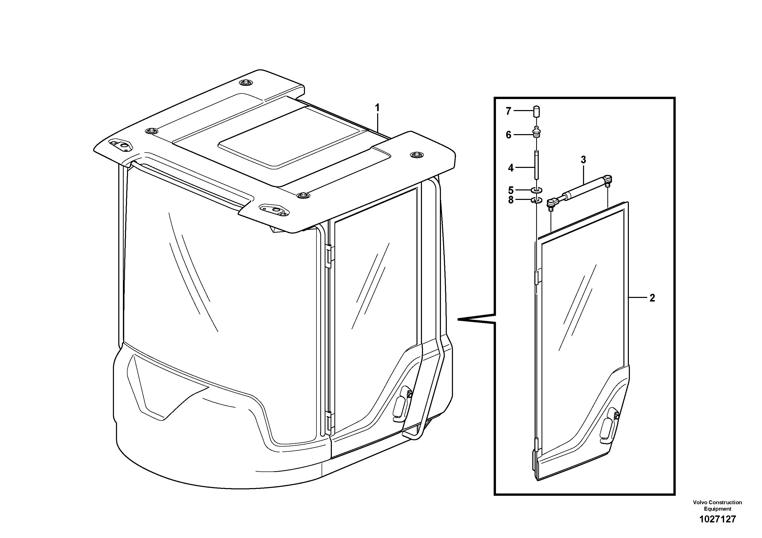 Схема запчастей Volvo L90F - 75624 Door with fitting parts L90F