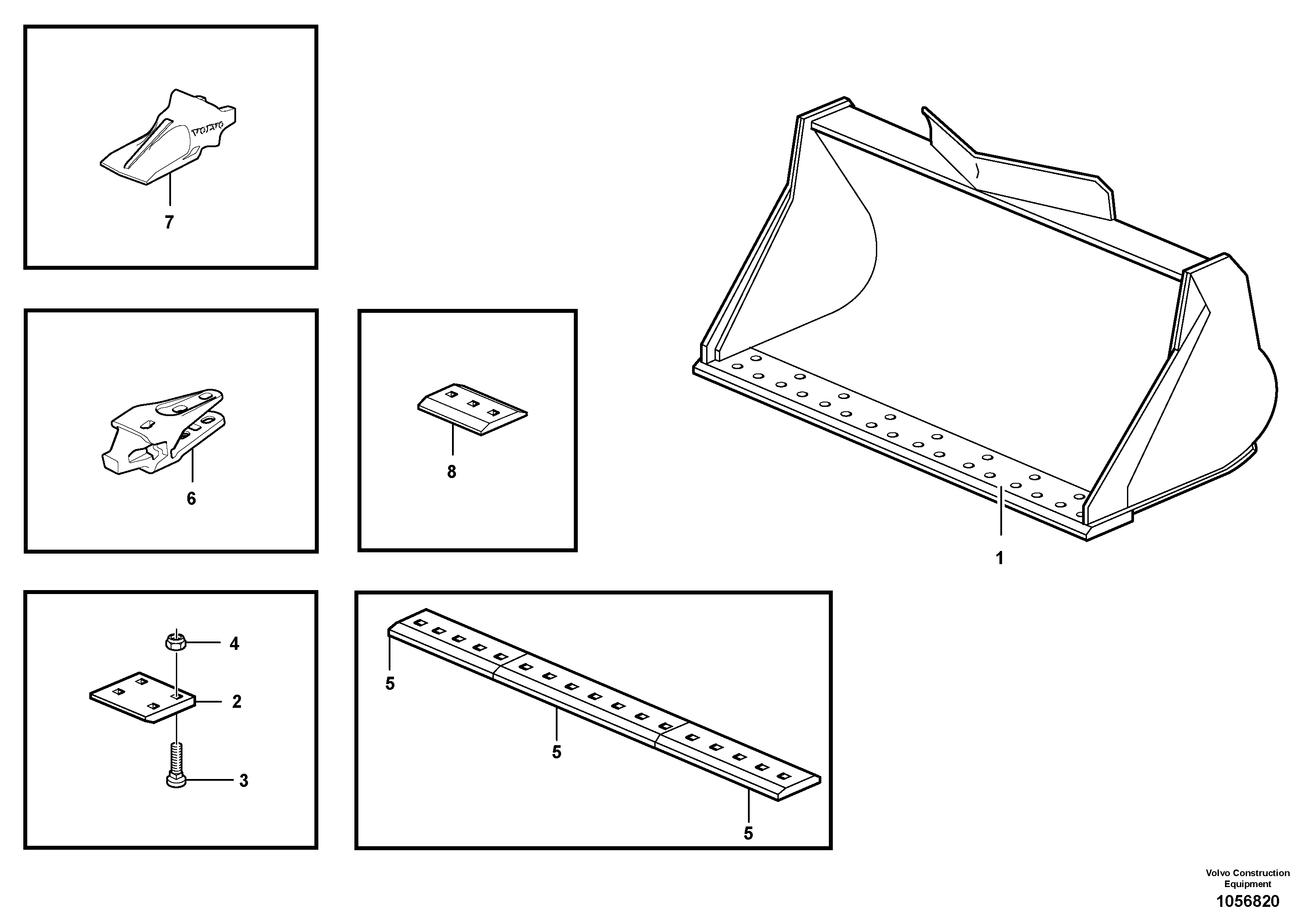 Схема запчастей Volvo L90F - 83571 Bucket, straight lip, alt. edge savers or teeth ATTACHMENTS ATTACHMENTS WHEEL LOADERS GEN. F