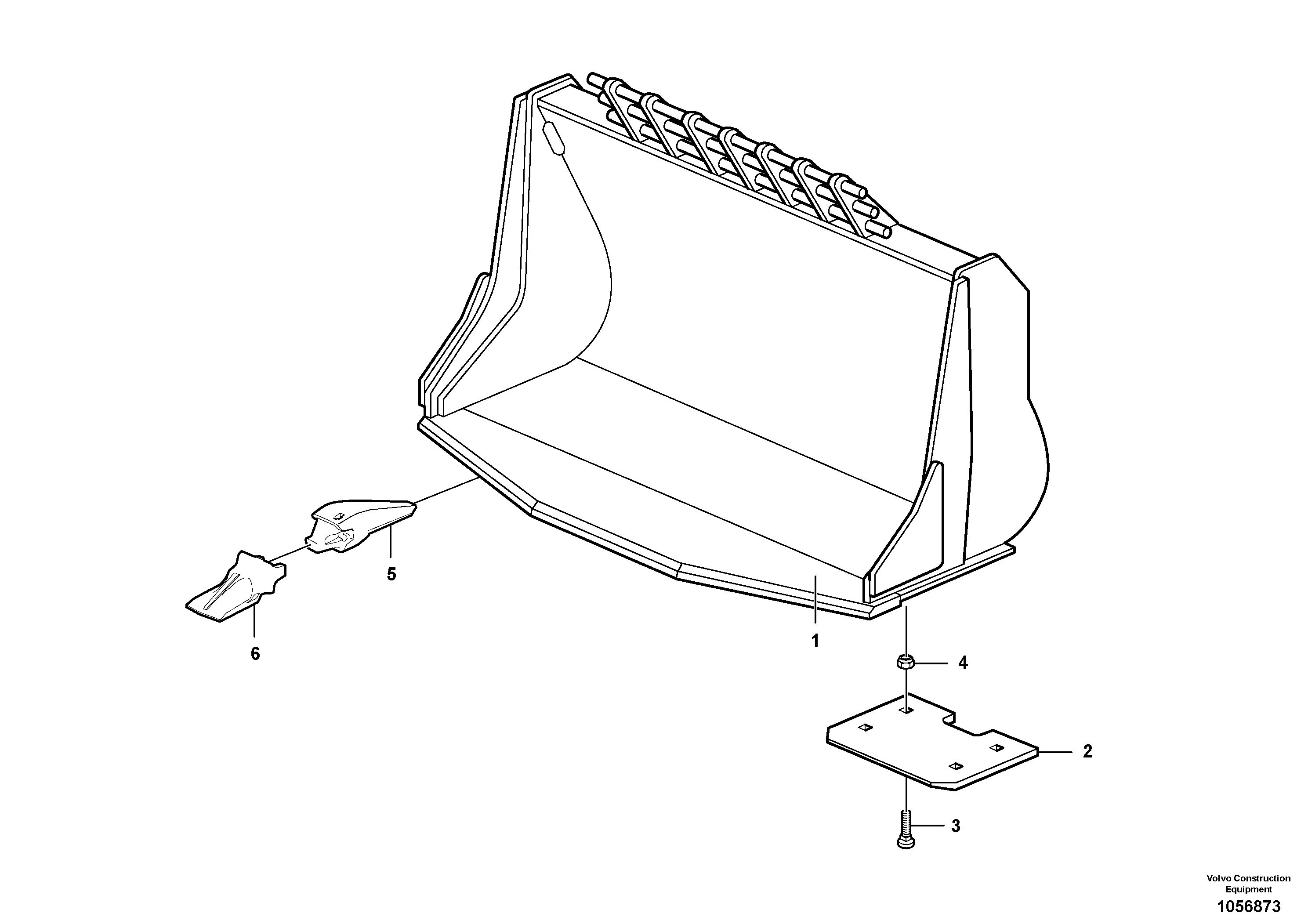 Схема запчастей Volvo L90F - 84623 Bucket, truncated vec lip with teeth ATTACHMENTS ATTACHMENTS WHEEL LOADERS GEN. F