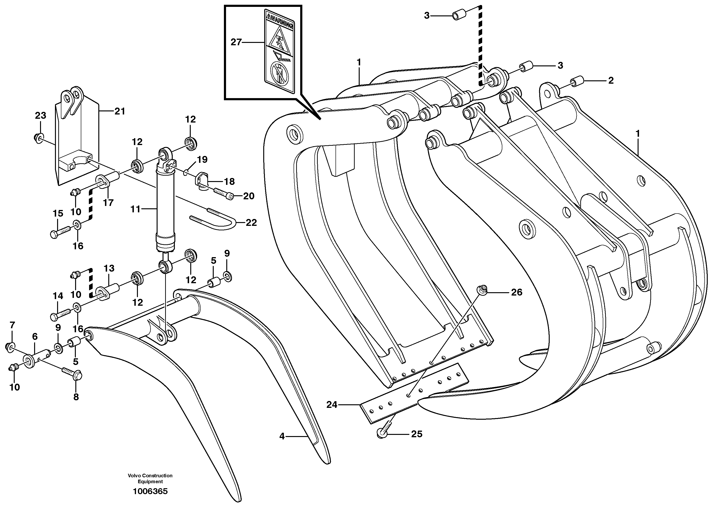 Схема запчастей Volvo L90F - 81325 Grab fork with clamp.arm ATTACHMENTS ATTACHMENTS WHEEL LOADERS GEN. F