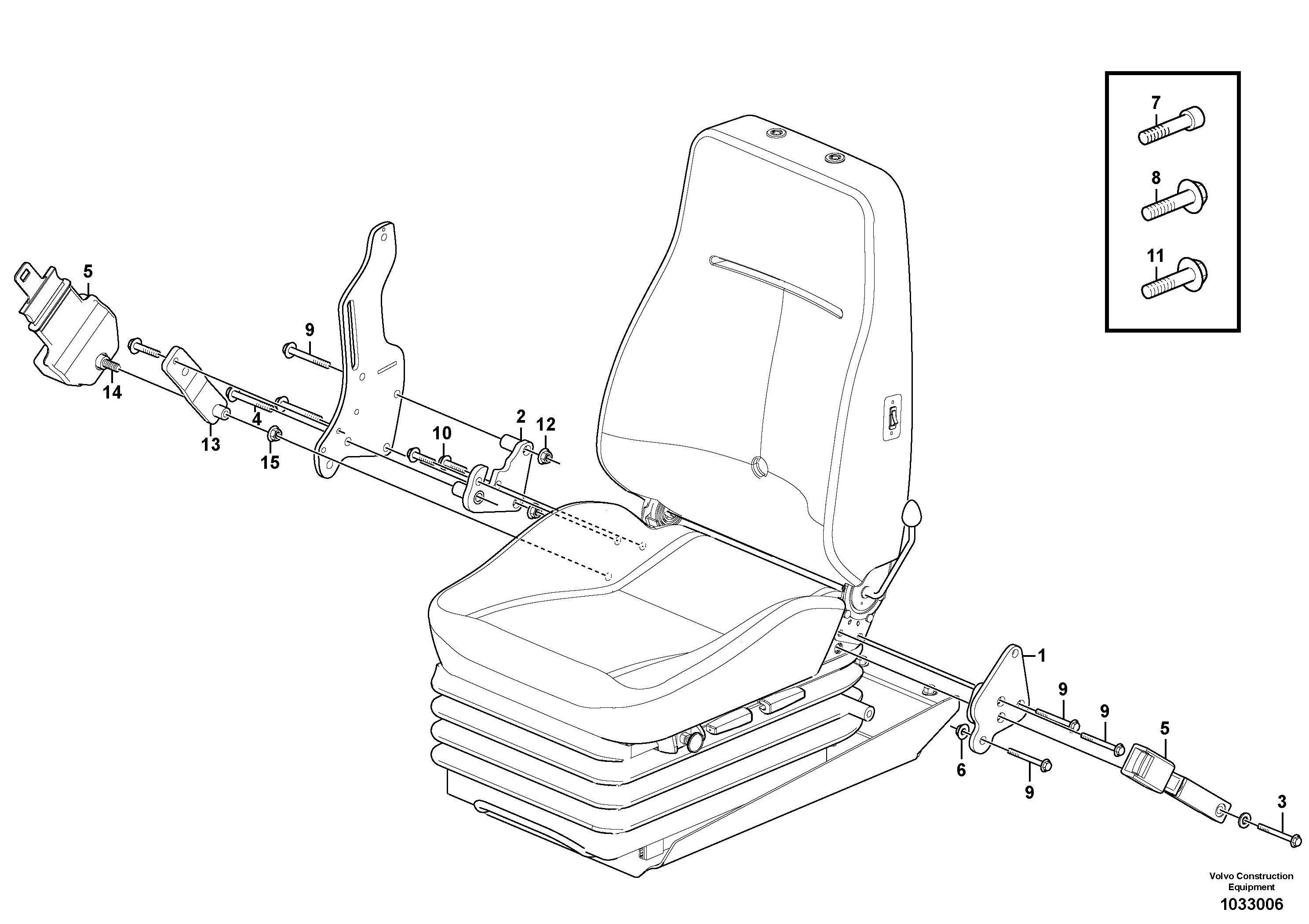 Схема запчастей Volvo L90F - 58121 Operator seat with fitting parts L90F