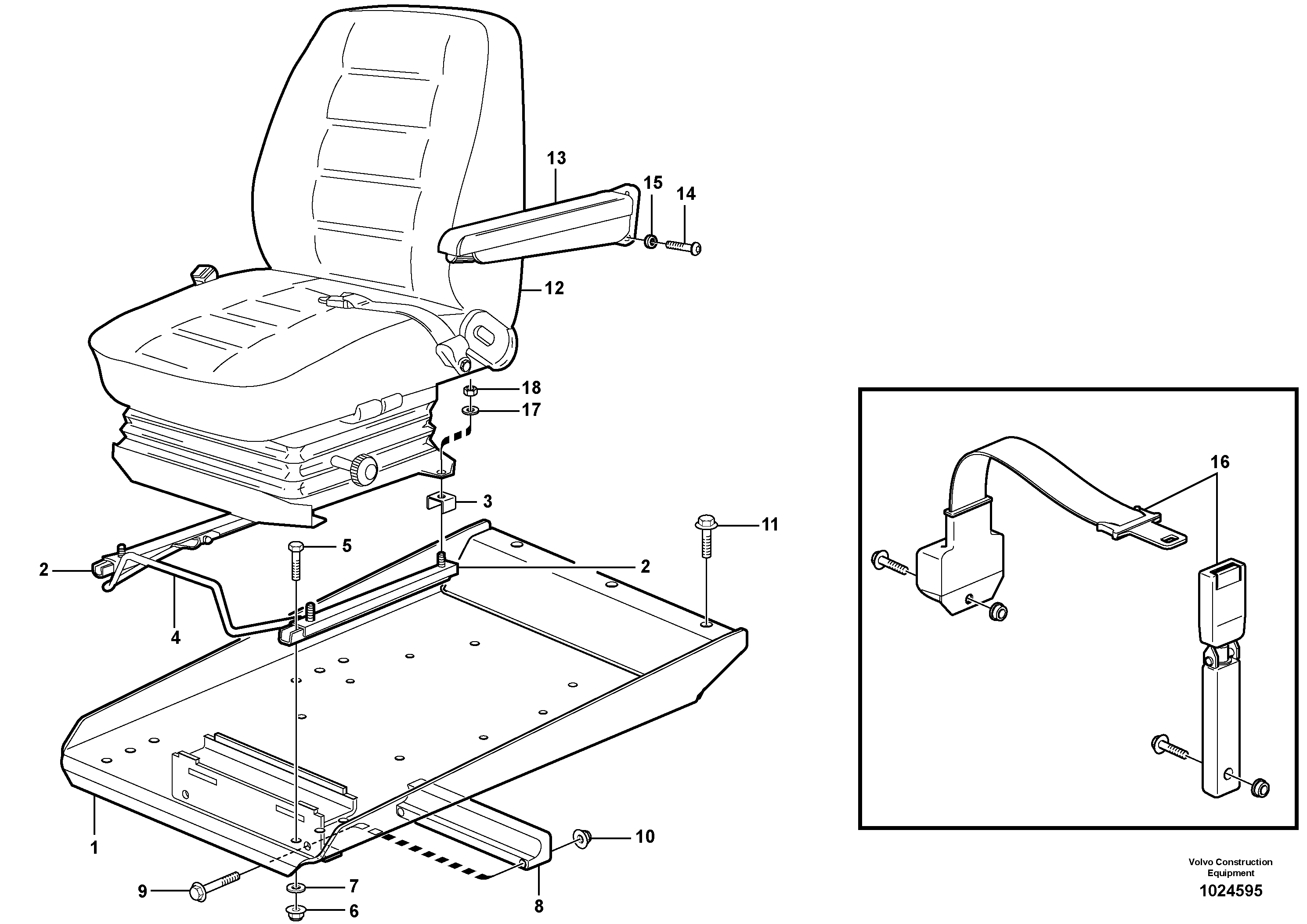 Схема запчастей Volvo L90F - 90093 Operator seat with fitting parts L90F