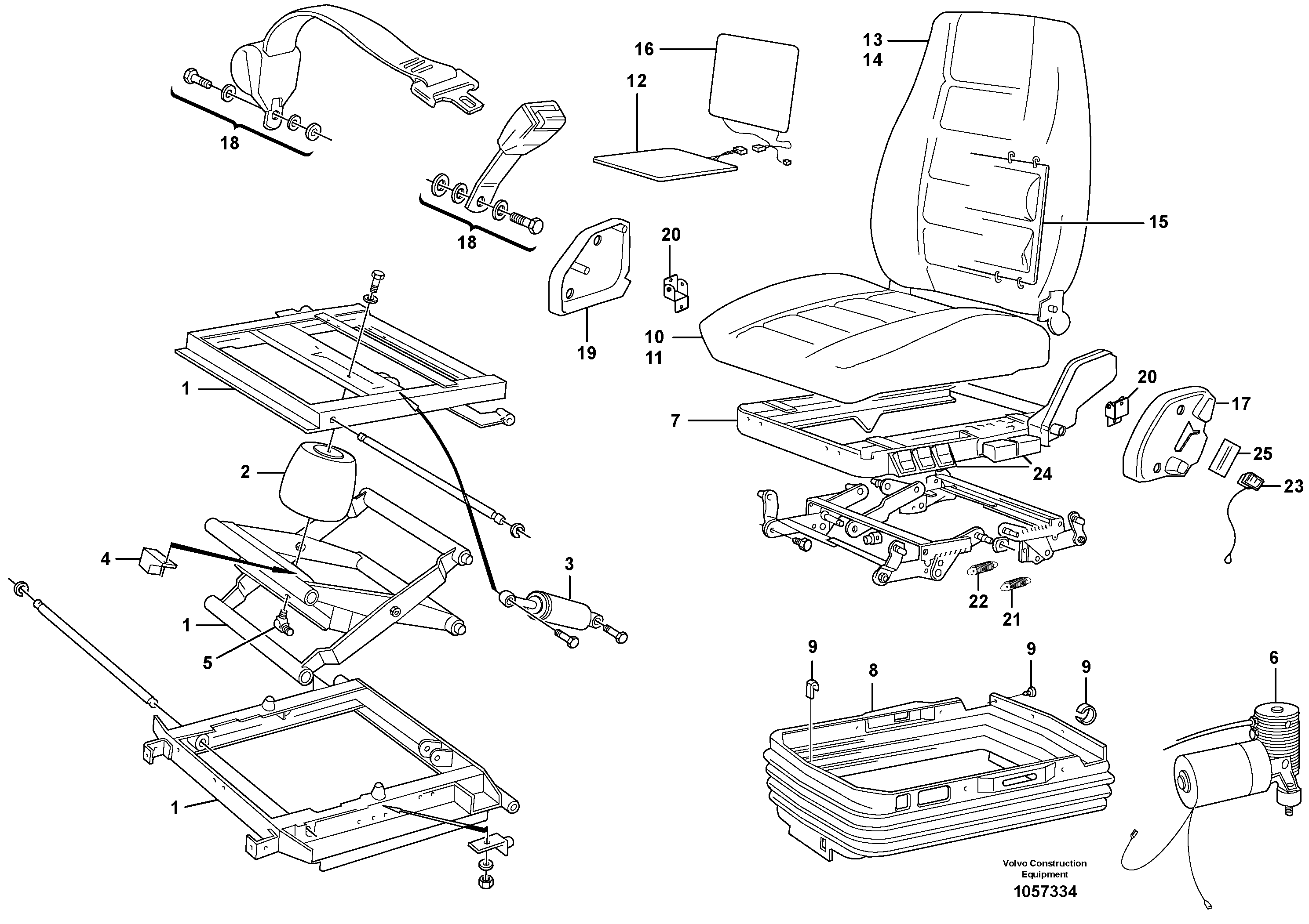 Схема запчастей Volvo L90F - 94334 Operators seat, heated, air suspensioned, ISRI L90F